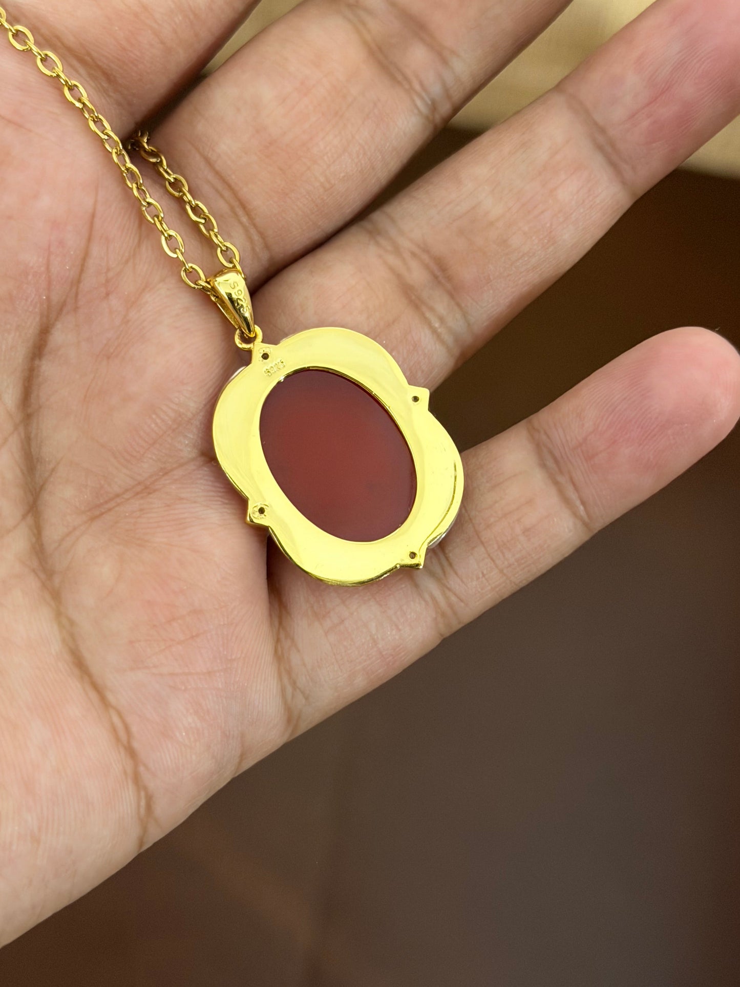 Sterling Silver Agate & MOP Rose Cameo Necklace