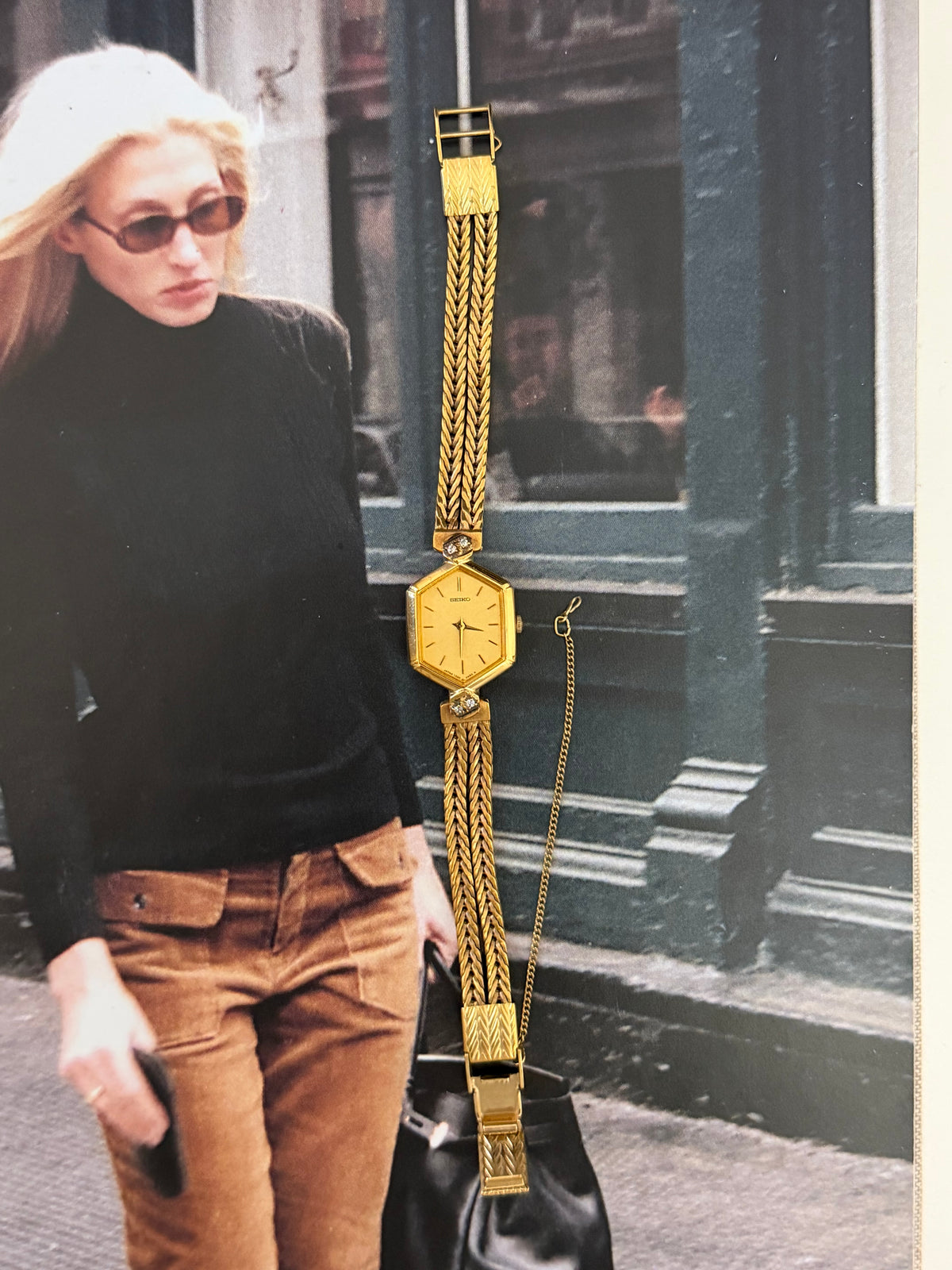Rare Seiko Diamond Jewellery Quartz Watch with Hexagon Dial
