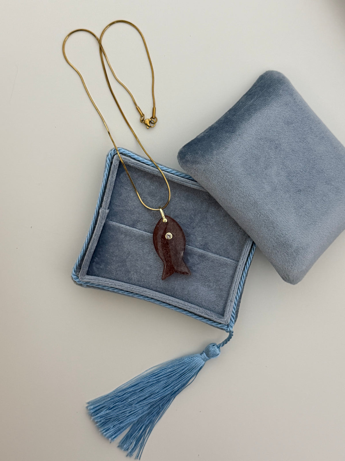 Strawberry Quartz Fish Necklace