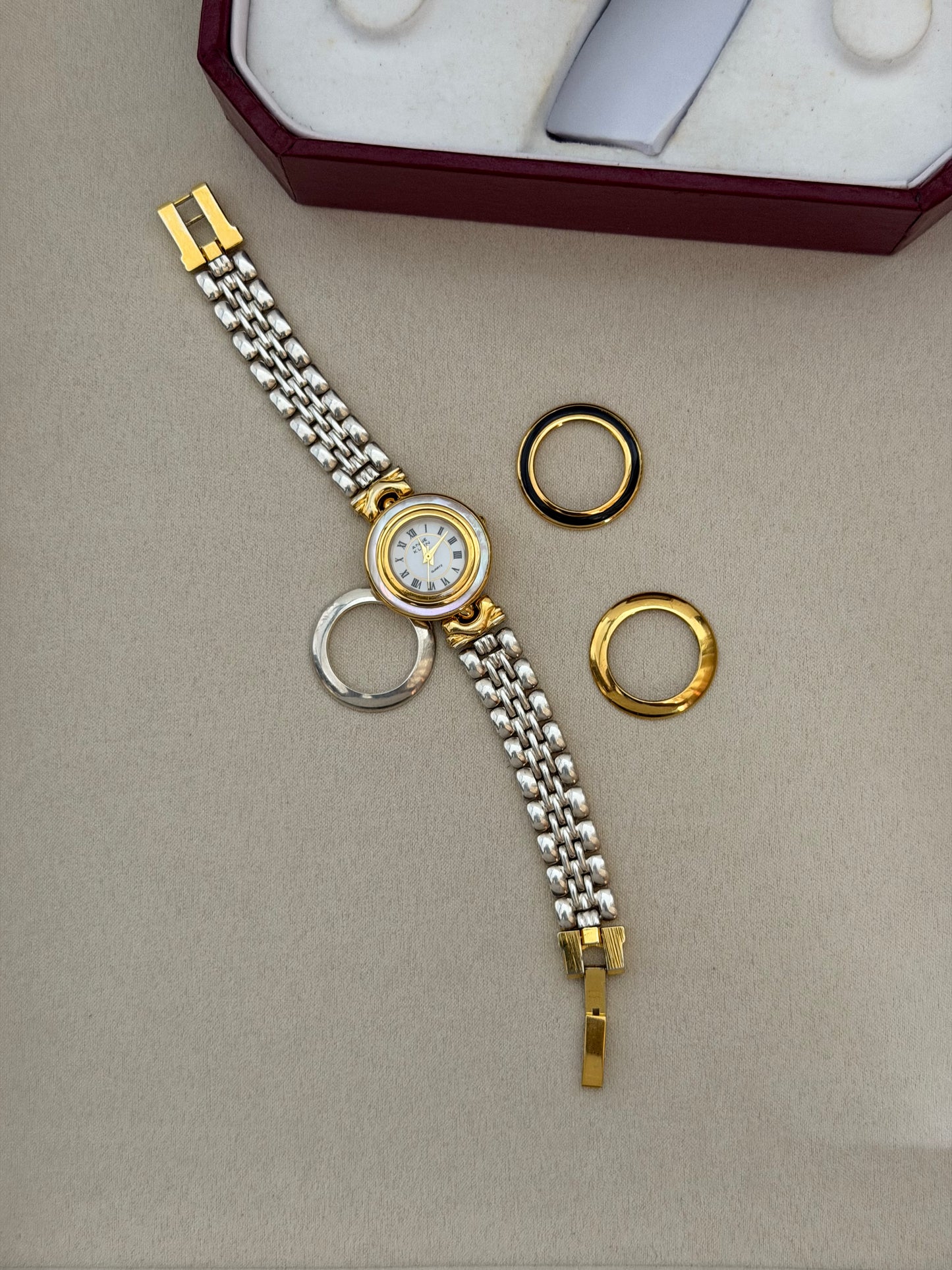 Vintage Anne Klein Reversible Interchangeable-Bezel Watch
