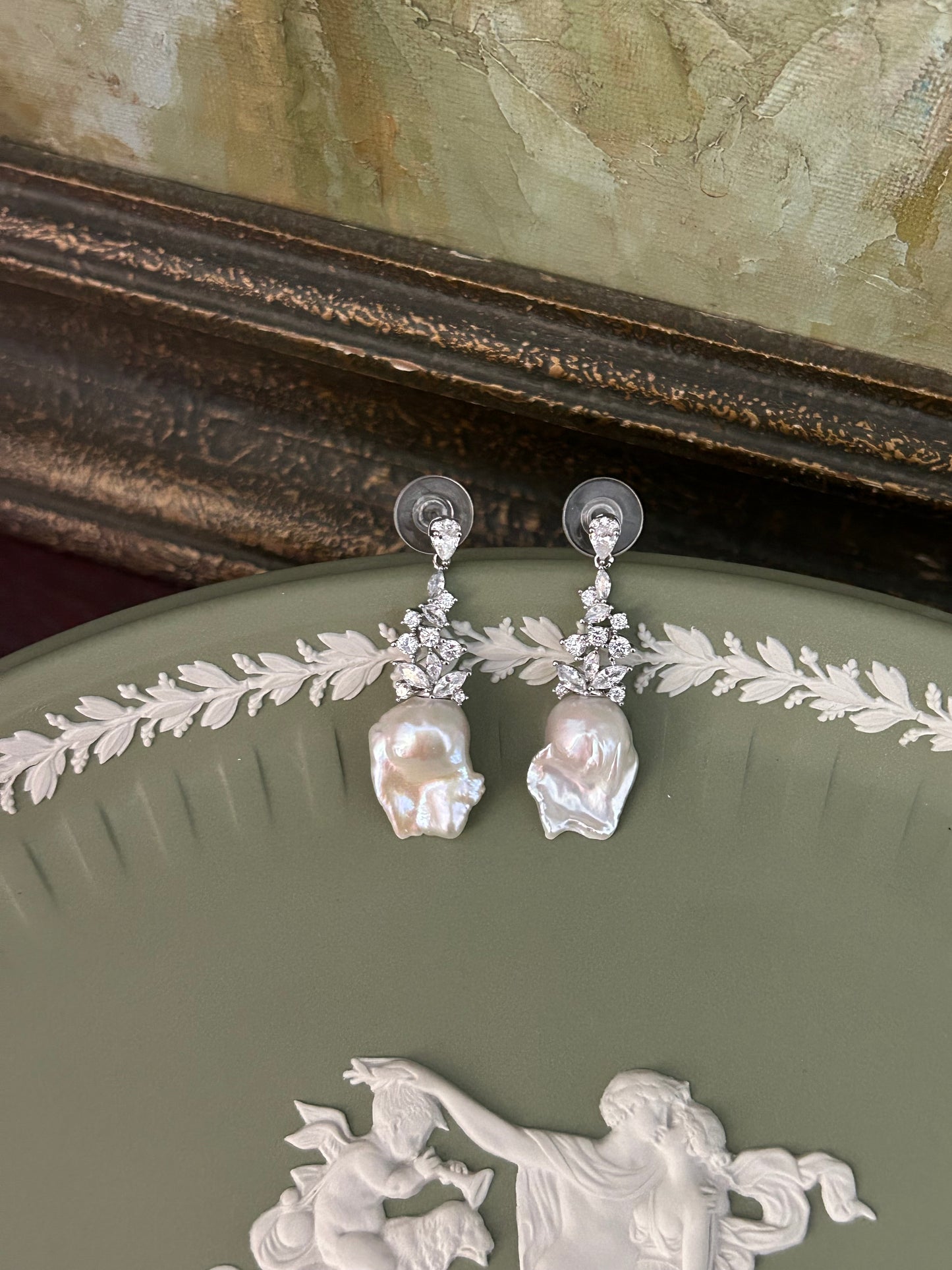 Pearl Frost Chandelier Earrings