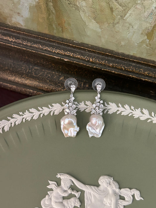 Pearl Frost Chandelier Earrings