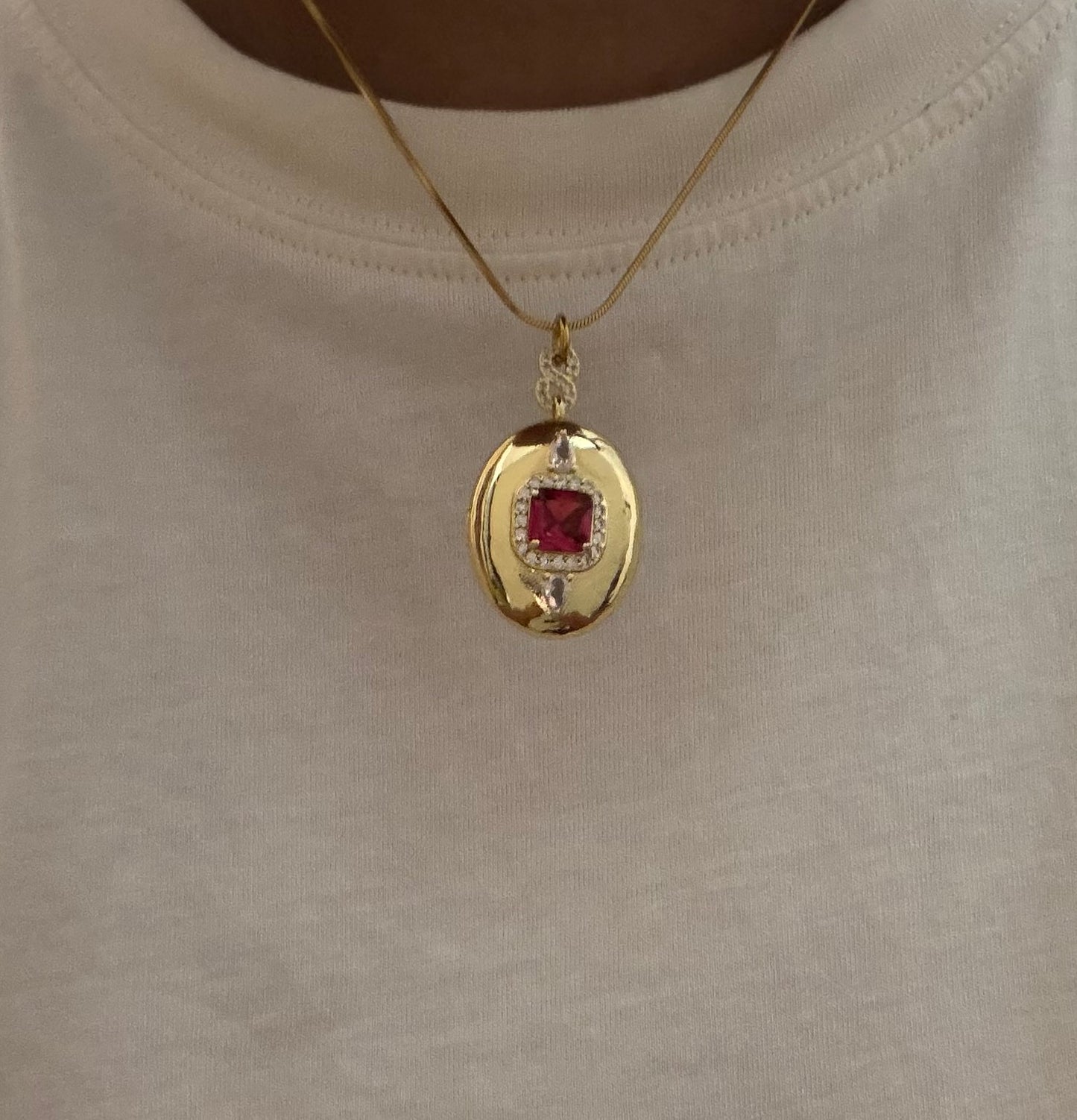 Ruby Locket Necklace