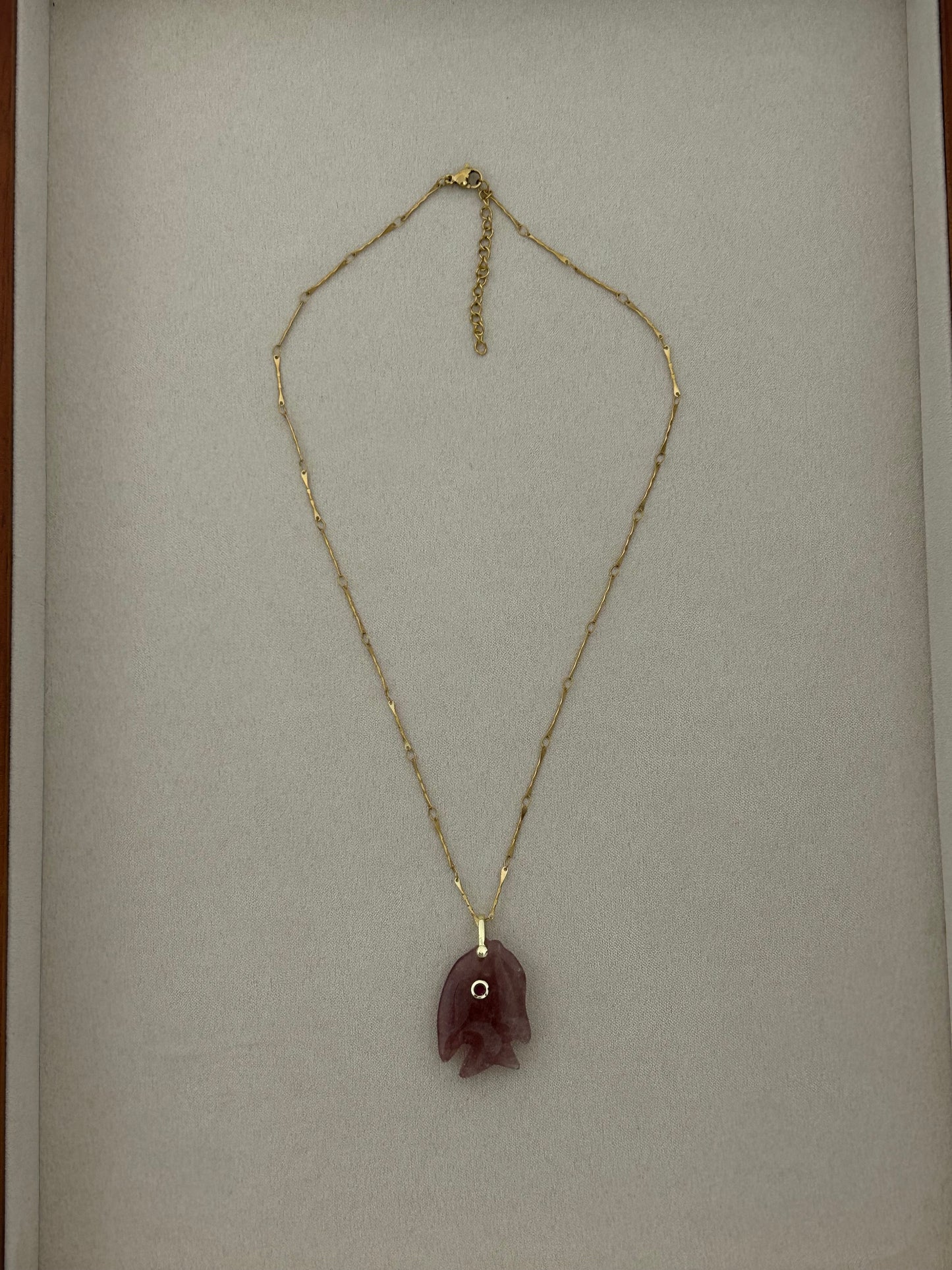 Strawberry Quartz Fish Necklace