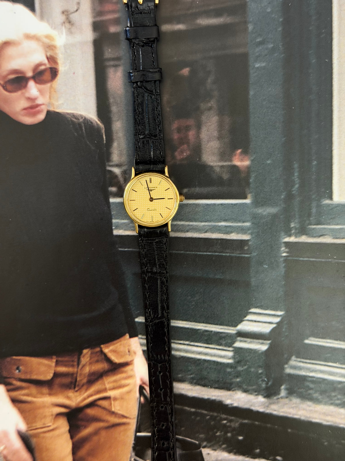 Vintage Longines Gold Plated Quartz Watch Champagne Dial With Crosshatch Pattern- L153.4 / ETA 976.001, with 6 jewels