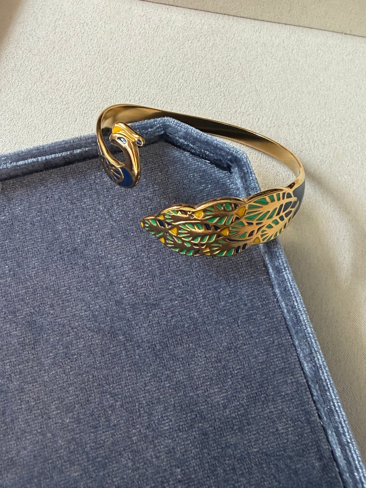 Verdant Peacock Cuff Bracelet