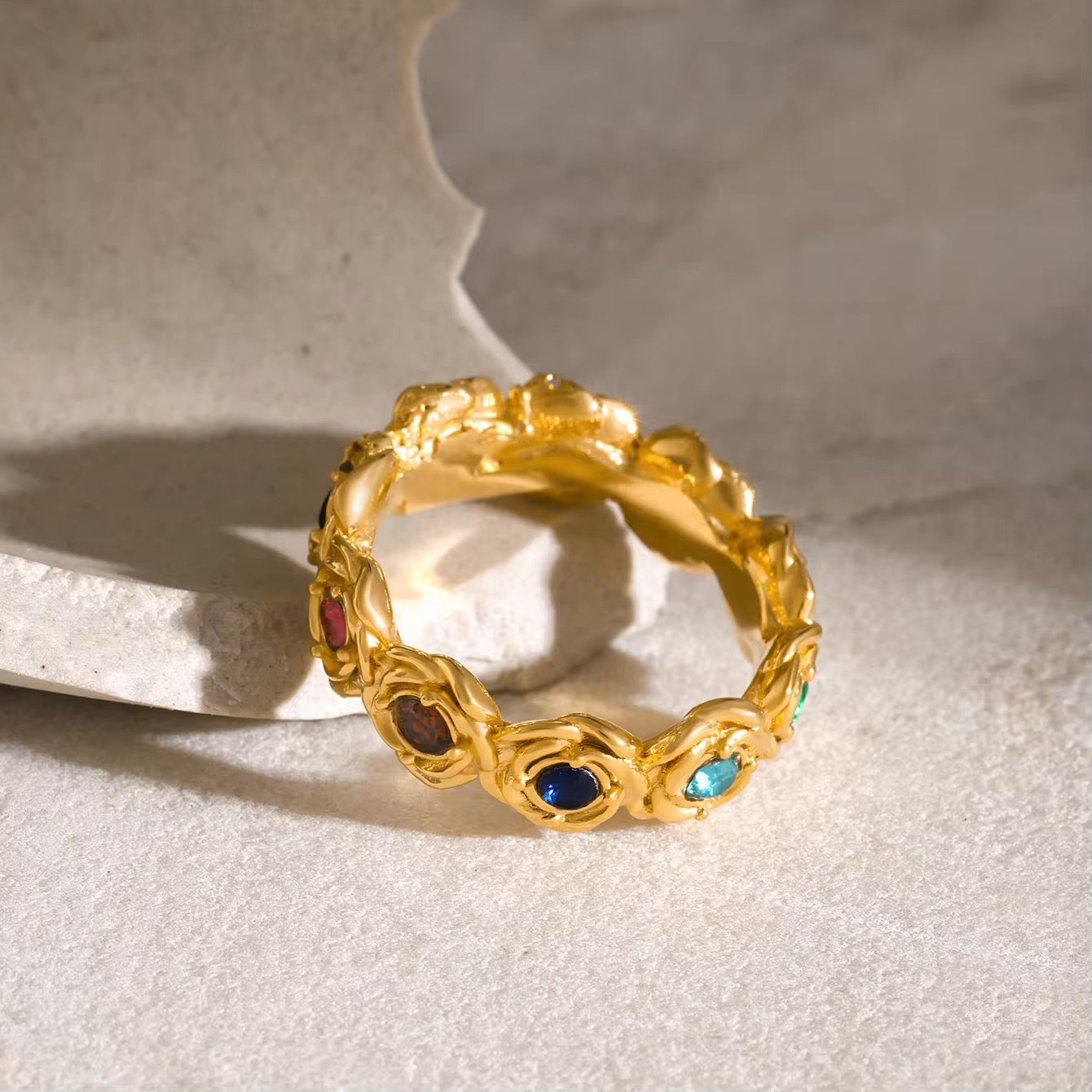 Confetti Gem Stainless Steel Ring