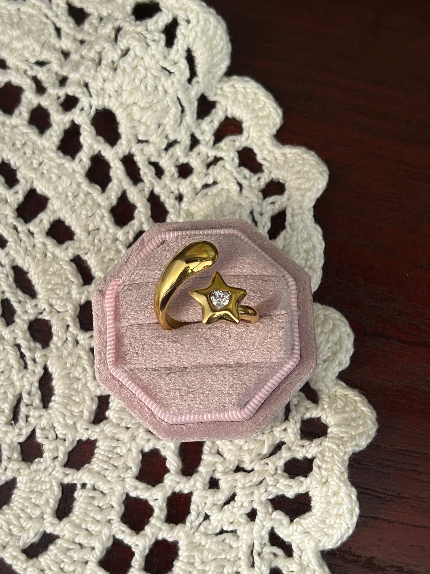 Moonwish Star Stainless Steel Zircon Ring