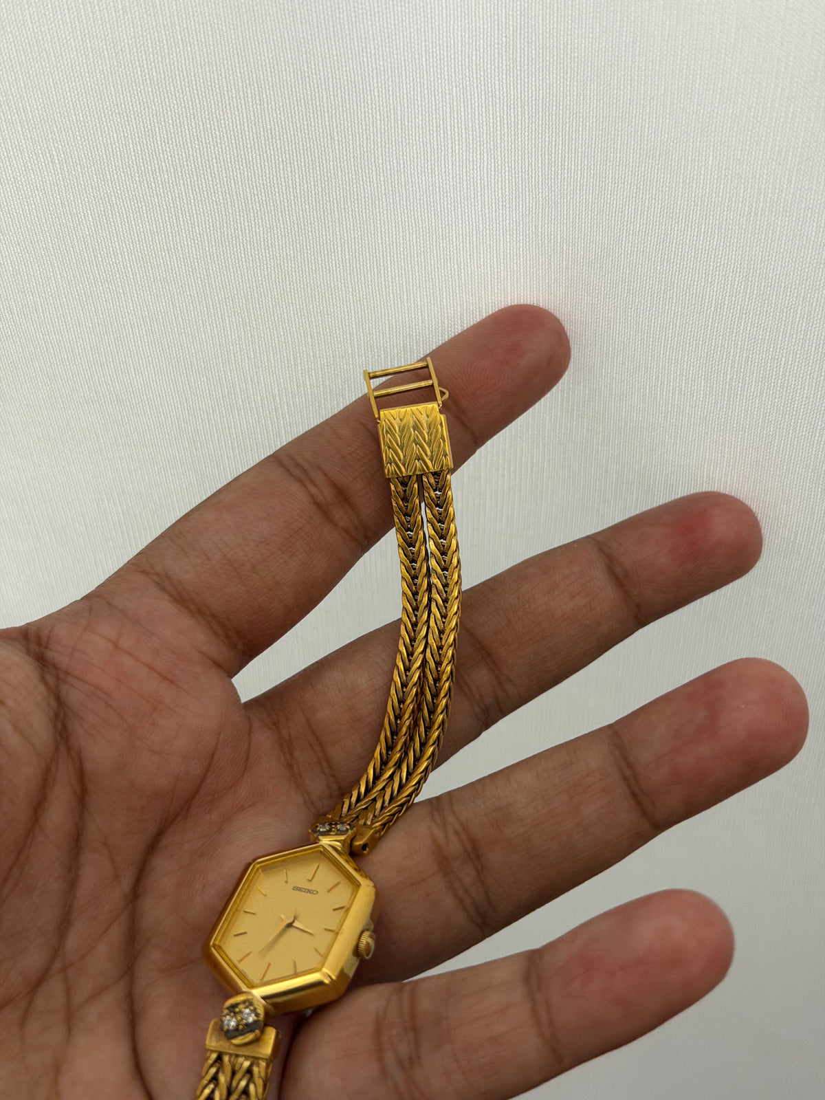 Rare Seiko Diamond Jewellery Quartz Watch with Hexagon Dial