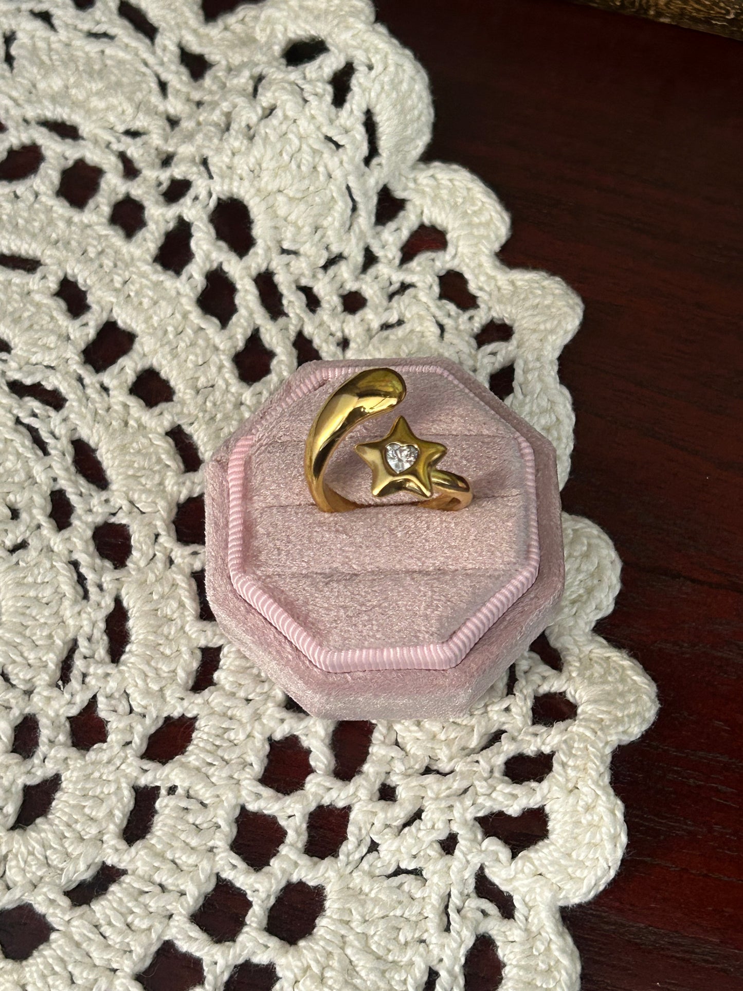 Moonwish Star Stainless Steel Zircon Ring