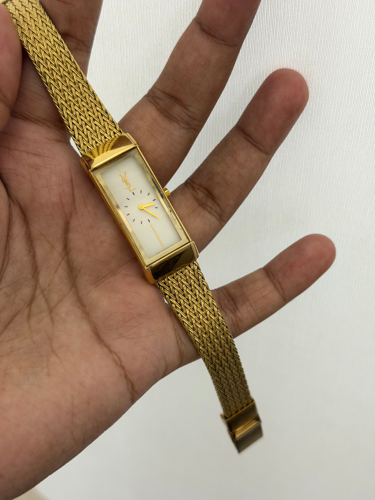 Vintage Yves Saint Laurent Rectangular Woven Mesh Ladies Quartz Watch