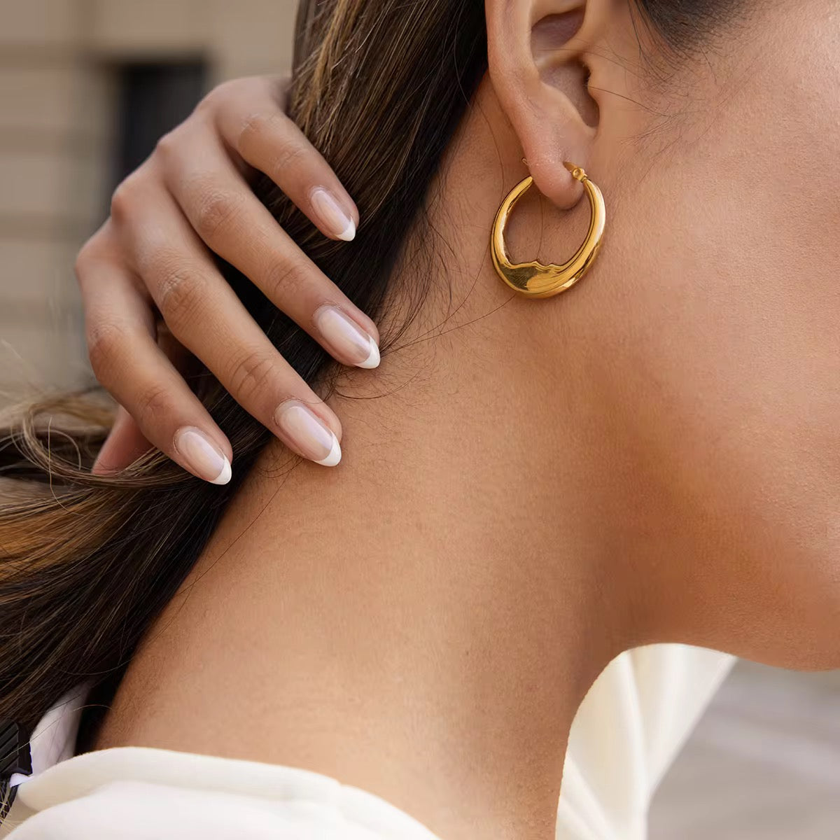 Crescent Moon Hoop Earrings