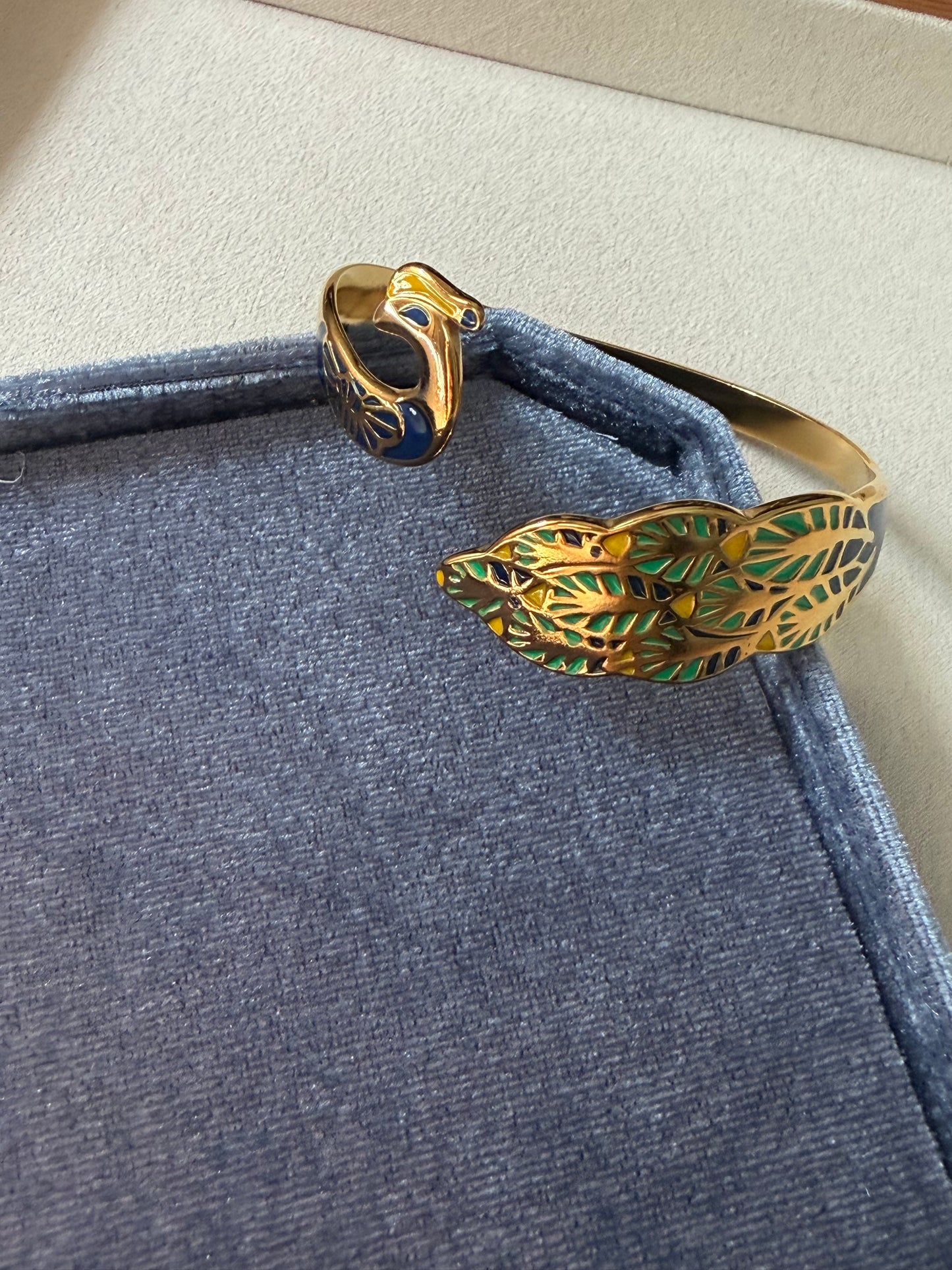 Verdant Peacock Cuff Bracelet