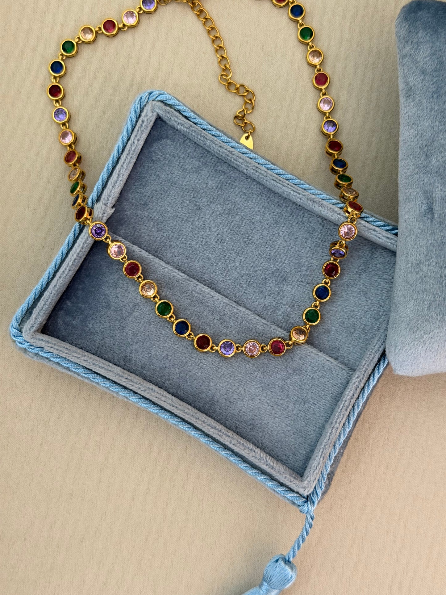 Rainbow CZ Tennis Necklace