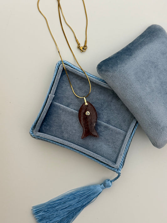 Strawberry Quartz Fish Necklace