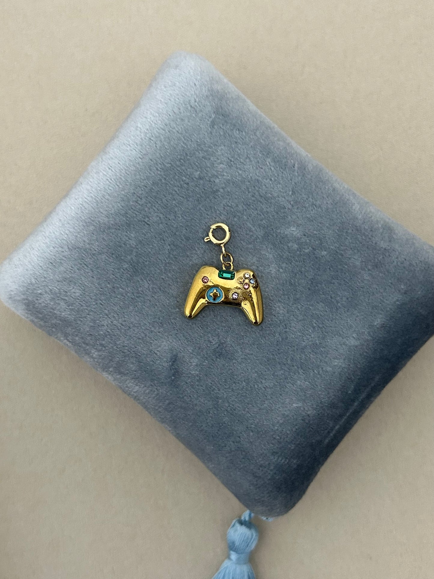Game Machine Controller Charm With Spring Ring Clasp