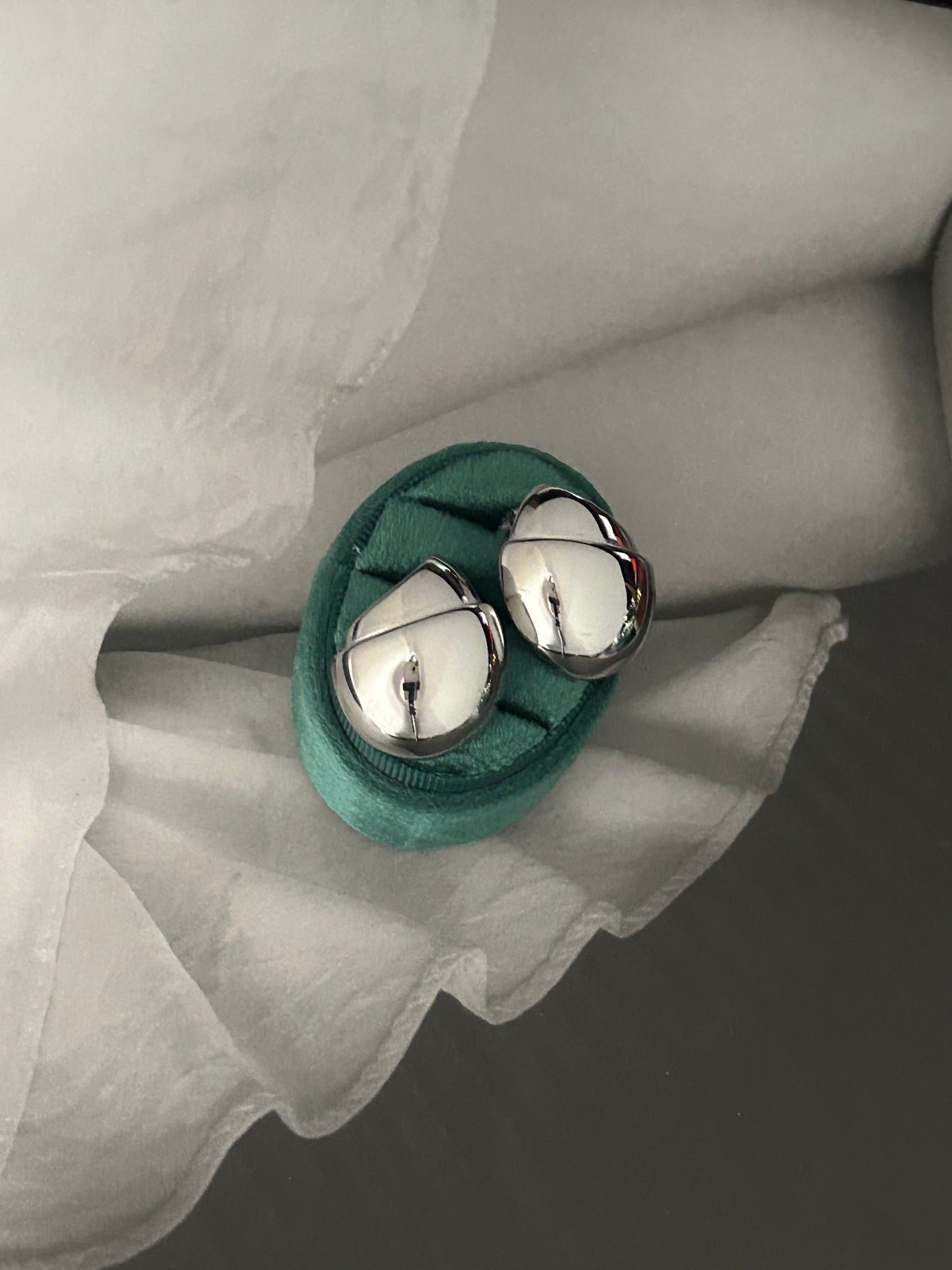 Chrome Sculptural Pebble Earrings