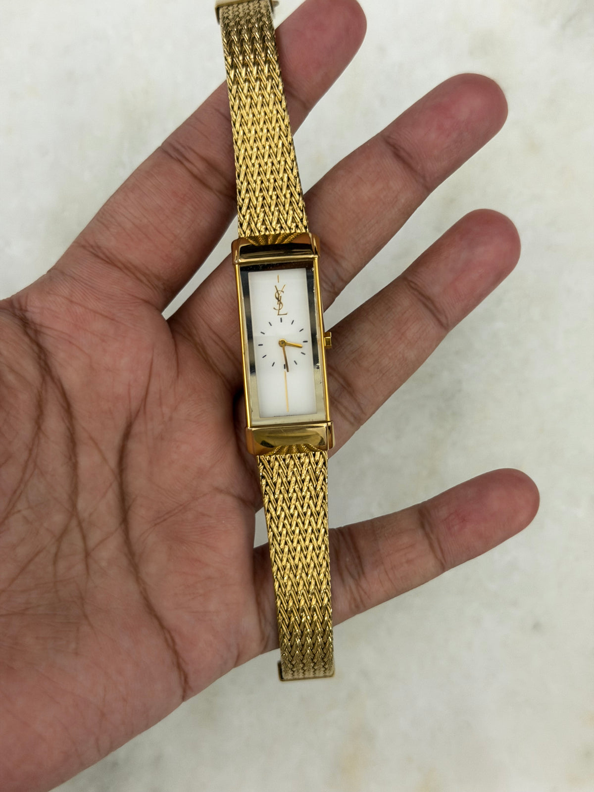 Vintage Yves Saint Laurent Rectangular Woven Mesh Ladies Quartz Watch