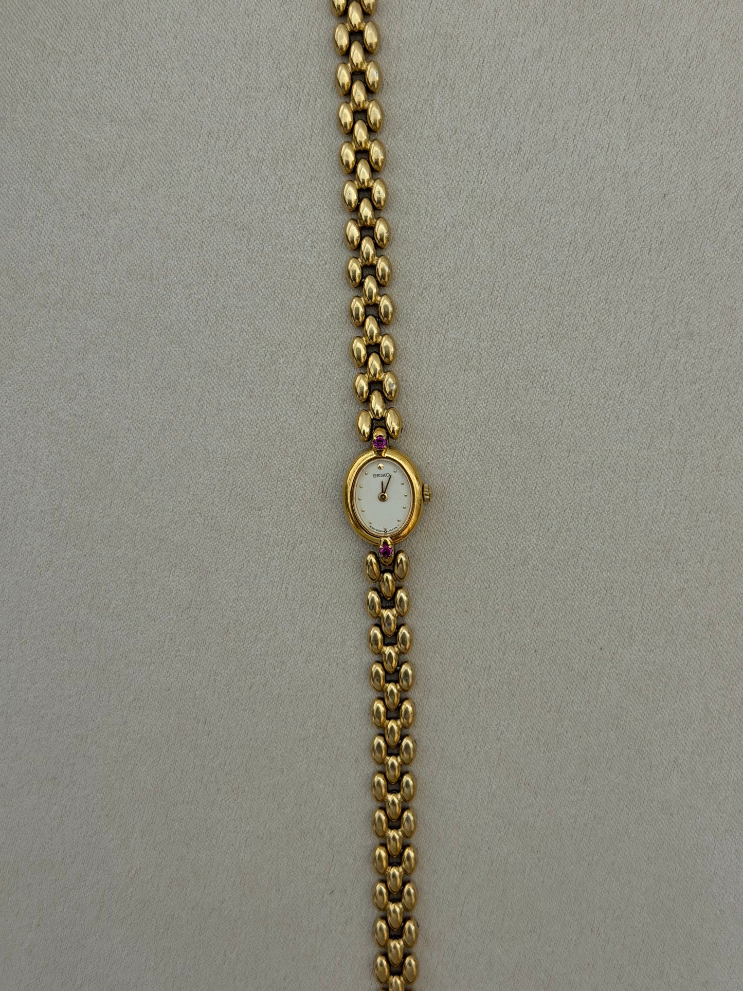 Vintage Seiko Two Ruby Accented Quartz Watch