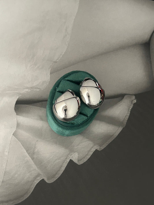 Chrome Sculptural Pebble Earrings