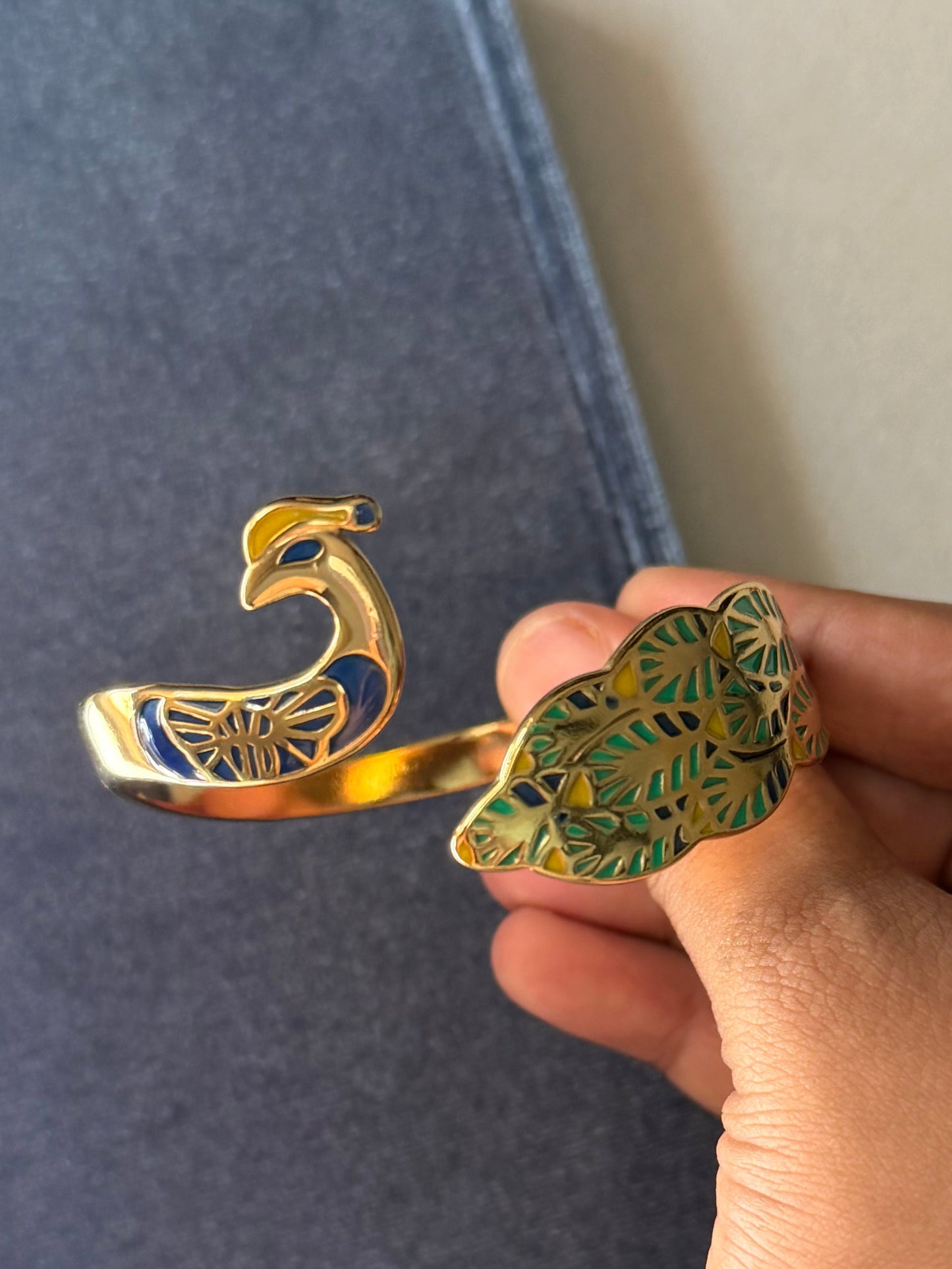 Verdant Peacock Cuff Bracelet