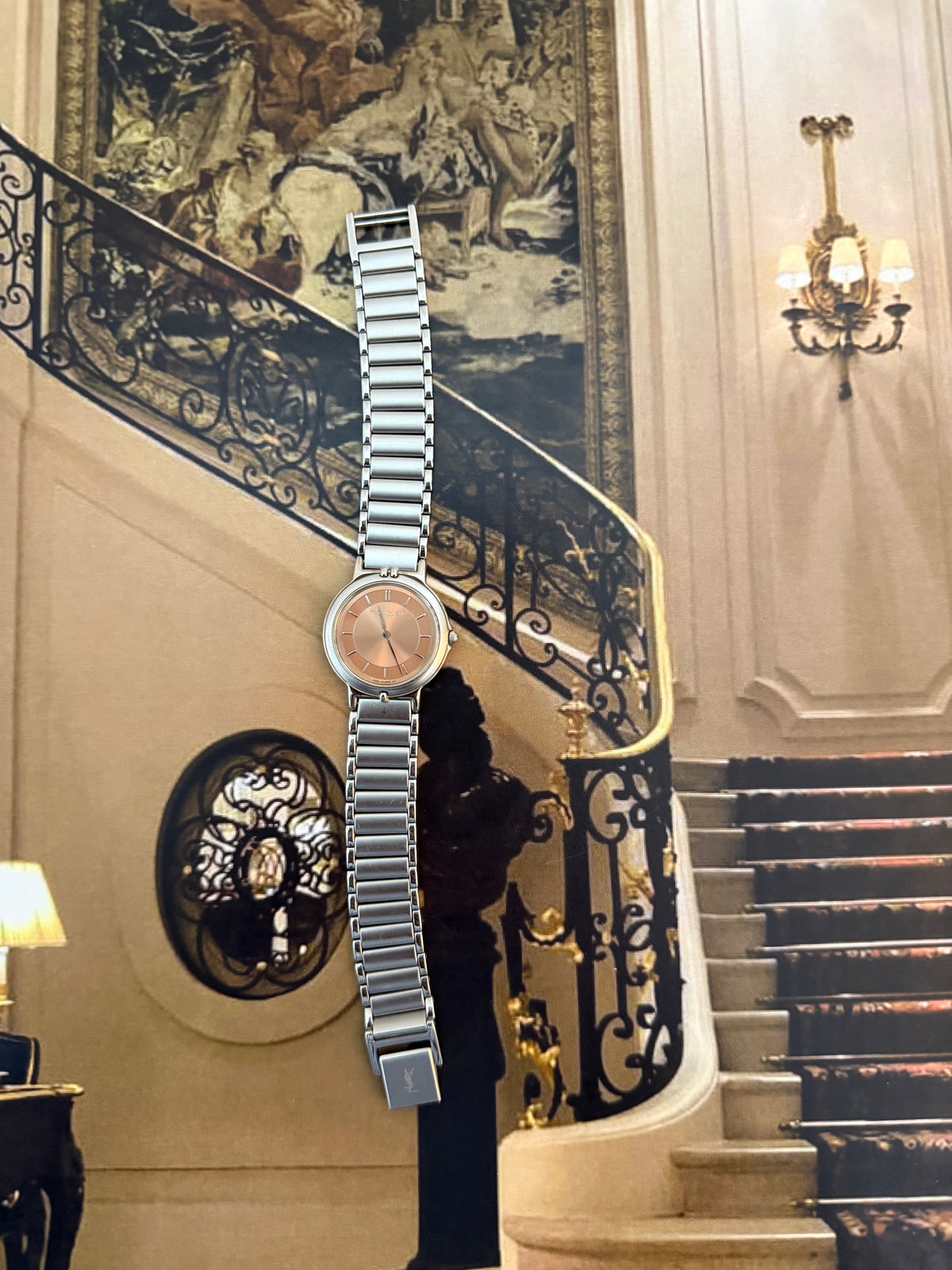 Vintage Yves Saint Laurent Rose Gold Dial Quartz Watch