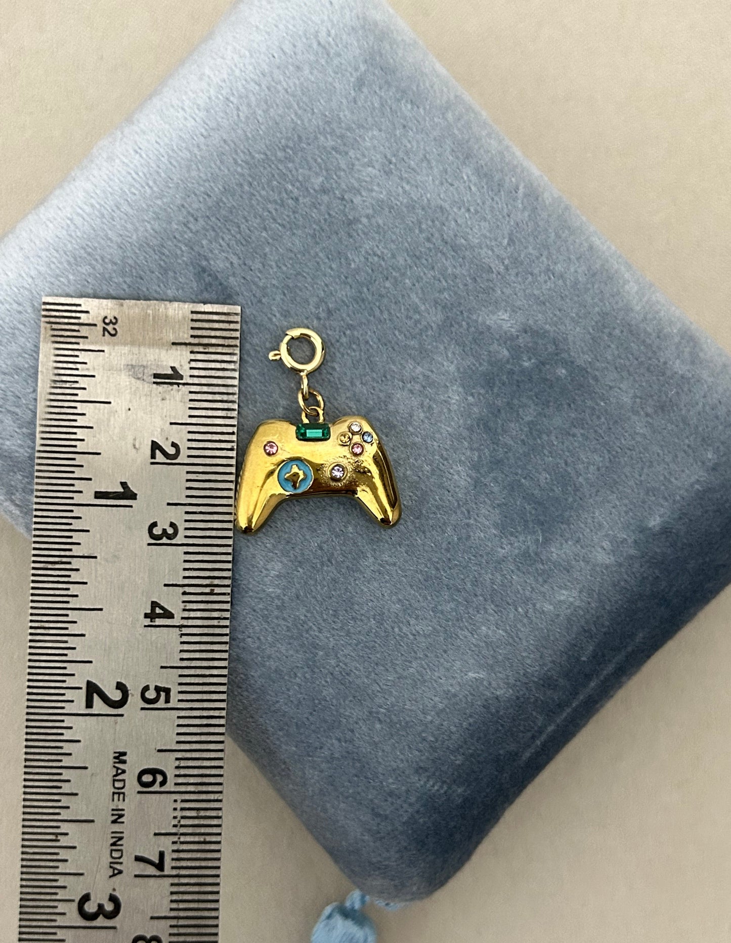 Game Machine Controller Charm With Spring Ring Clasp