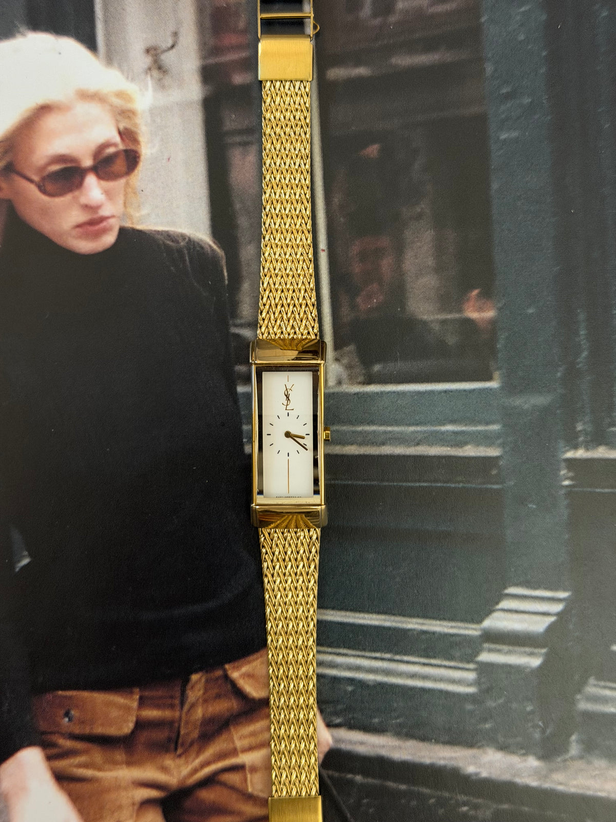Vintage Yves Saint Laurent Rectangular Woven Mesh Ladies Quartz Watch