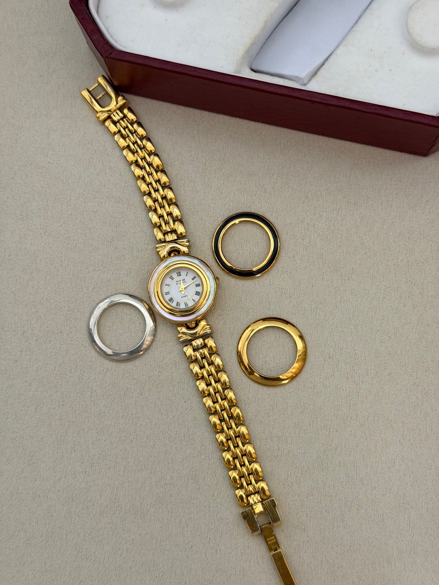 Vintage Anne Klein Reversible Interchangeable-Bezel Watch