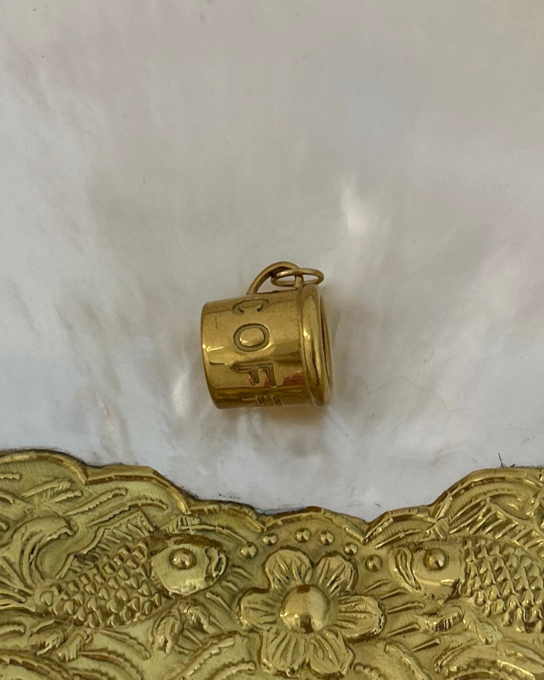 Coffee Gold Plated Stainless Steel Charm