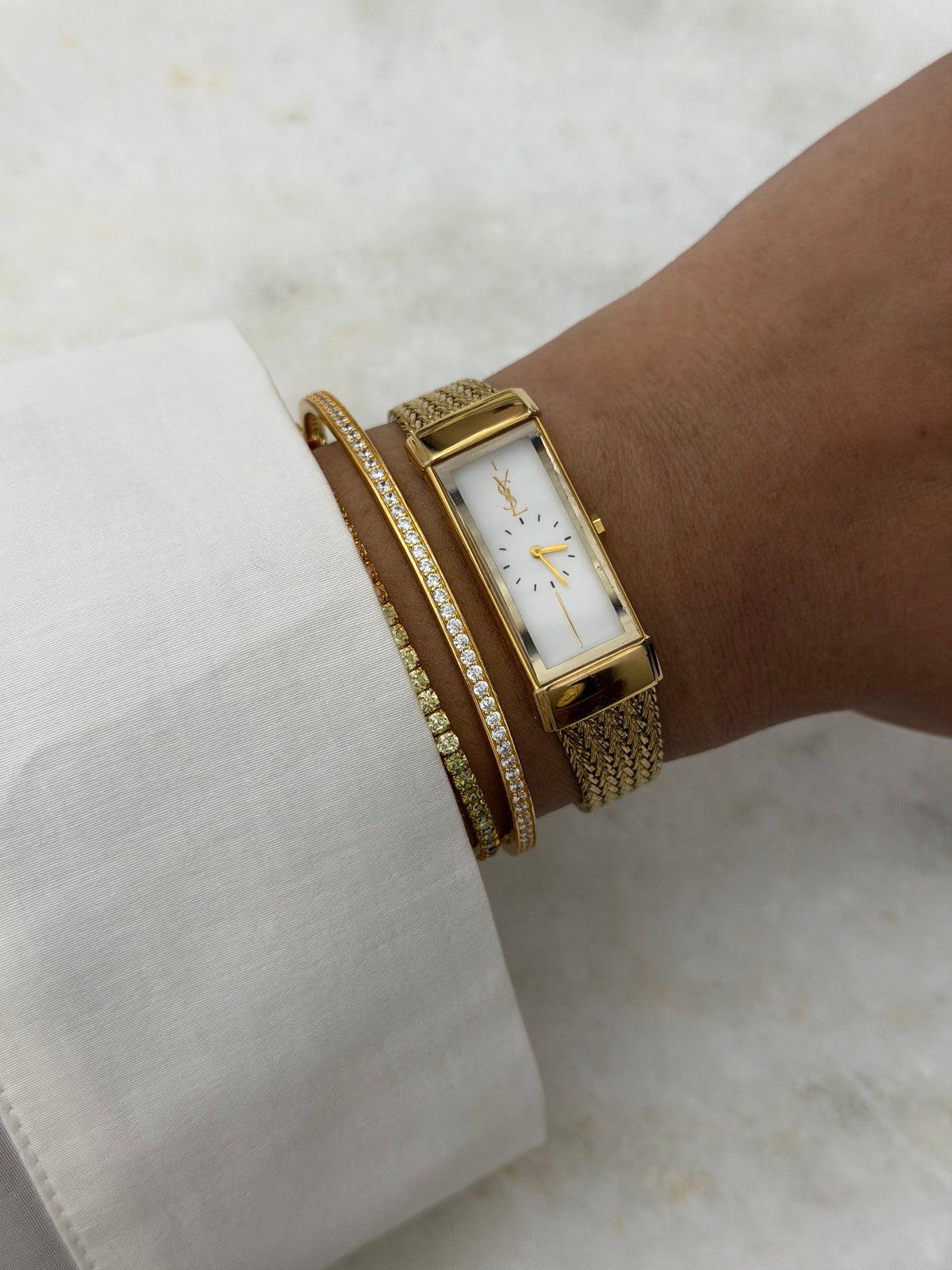 Vintage Yves Saint Laurent Rectangular Woven Mesh Ladies Quartz Watch