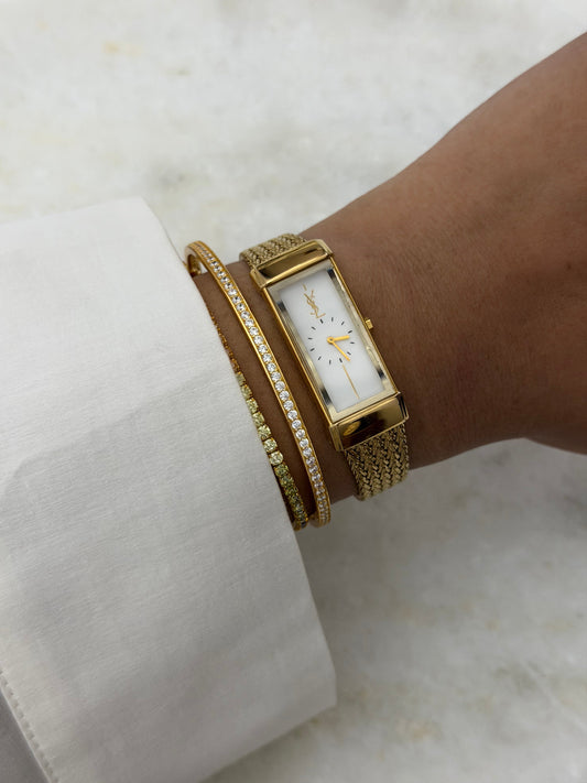 Vintage Yves Saint Laurent Rectangular Woven Mesh Ladies Quartz Watch