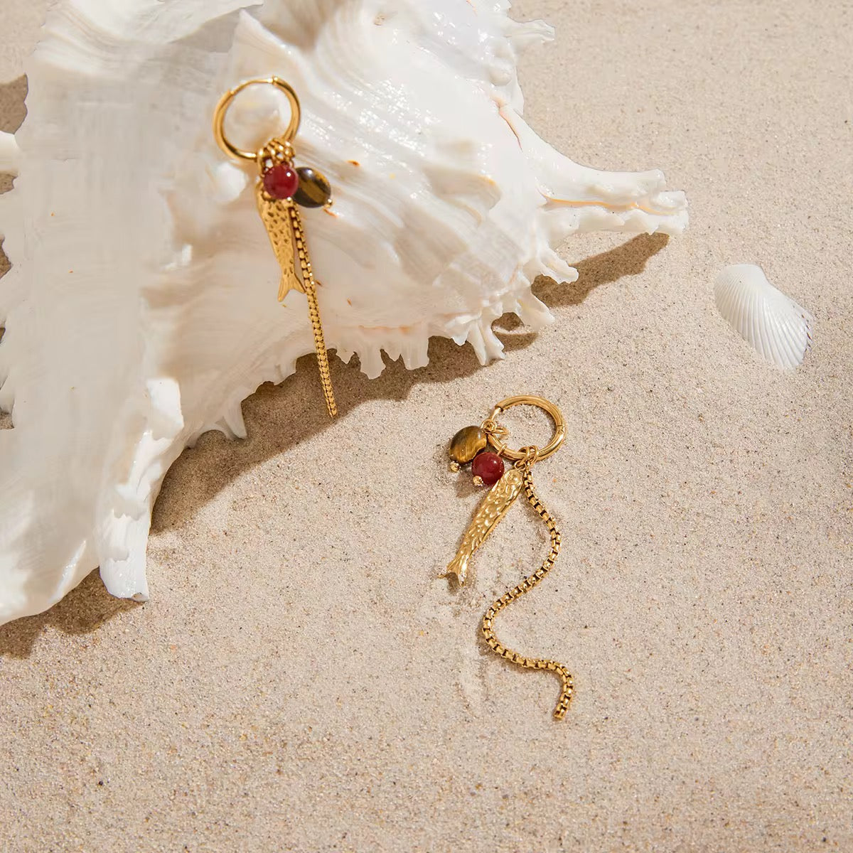 Golden Fish Tail Earrings