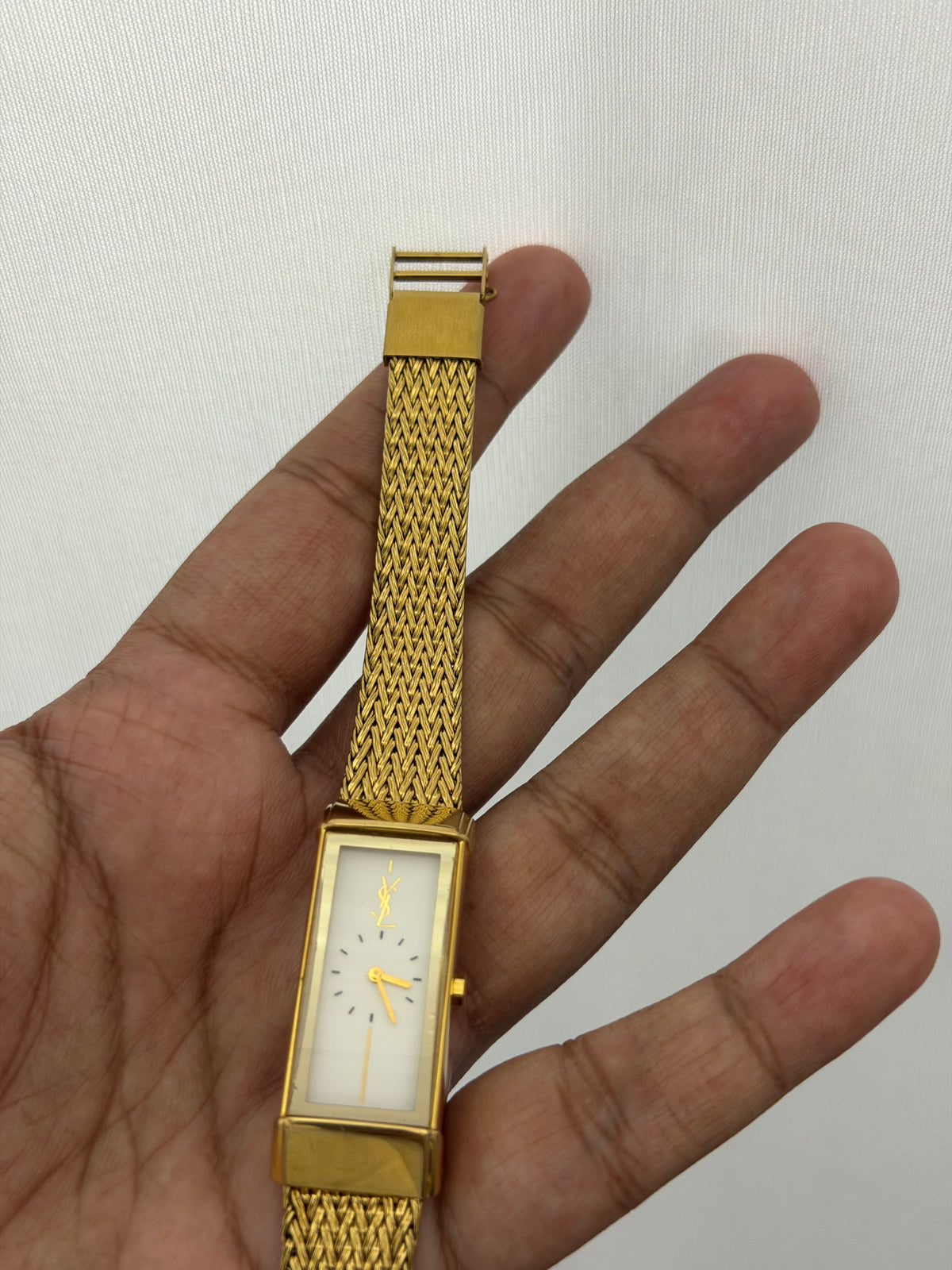 Vintage Yves Saint Laurent Rectangular Woven Mesh Ladies Quartz Watch