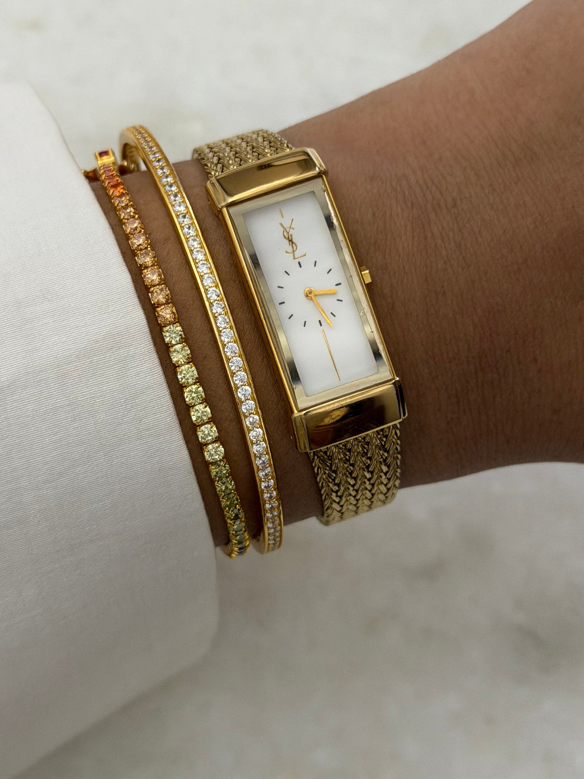 Vintage Yves Saint Laurent Rectangular Woven Mesh Ladies Quartz Watch