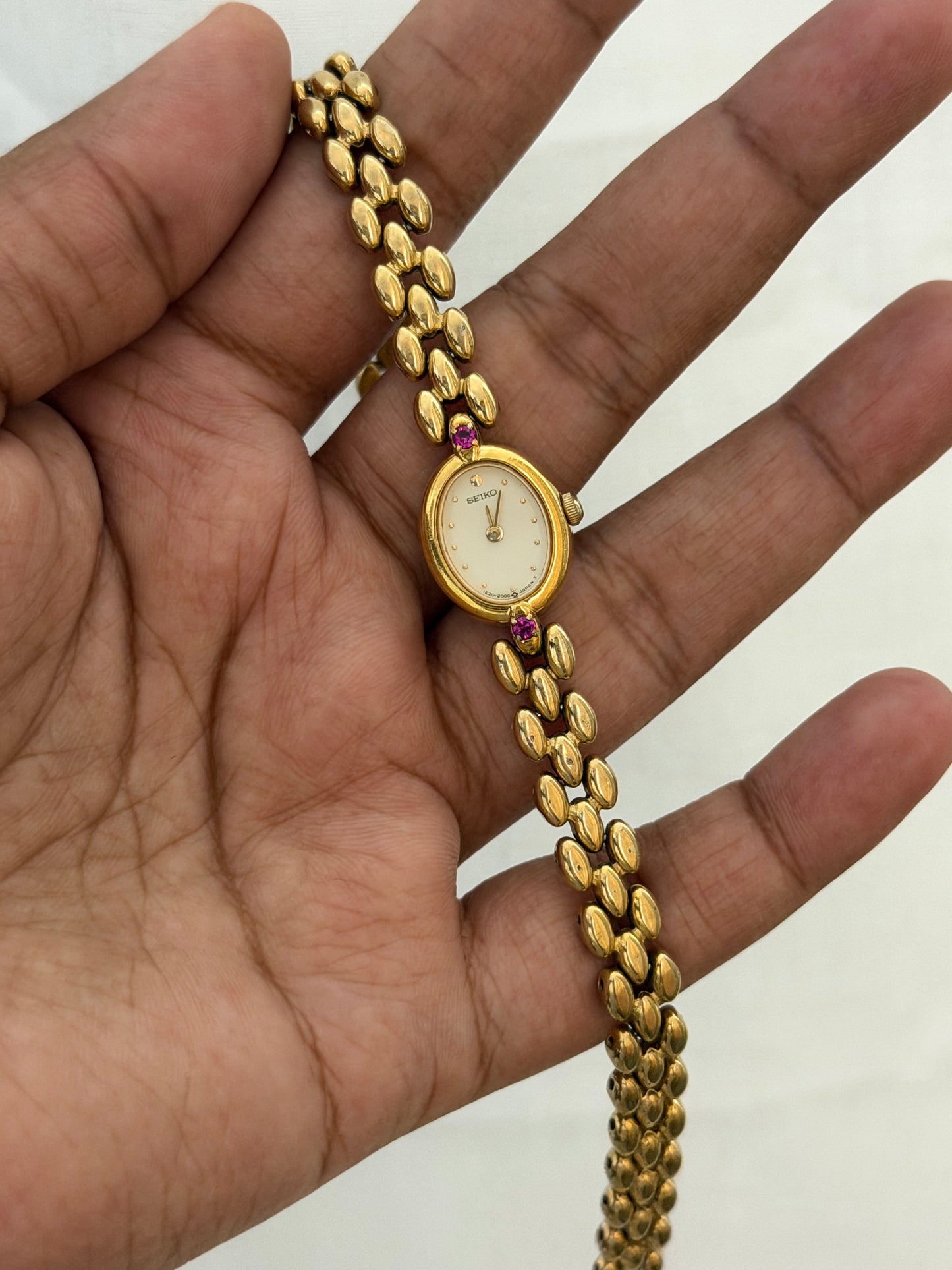 Vintage Seiko Two Ruby Accented Quartz Watch
