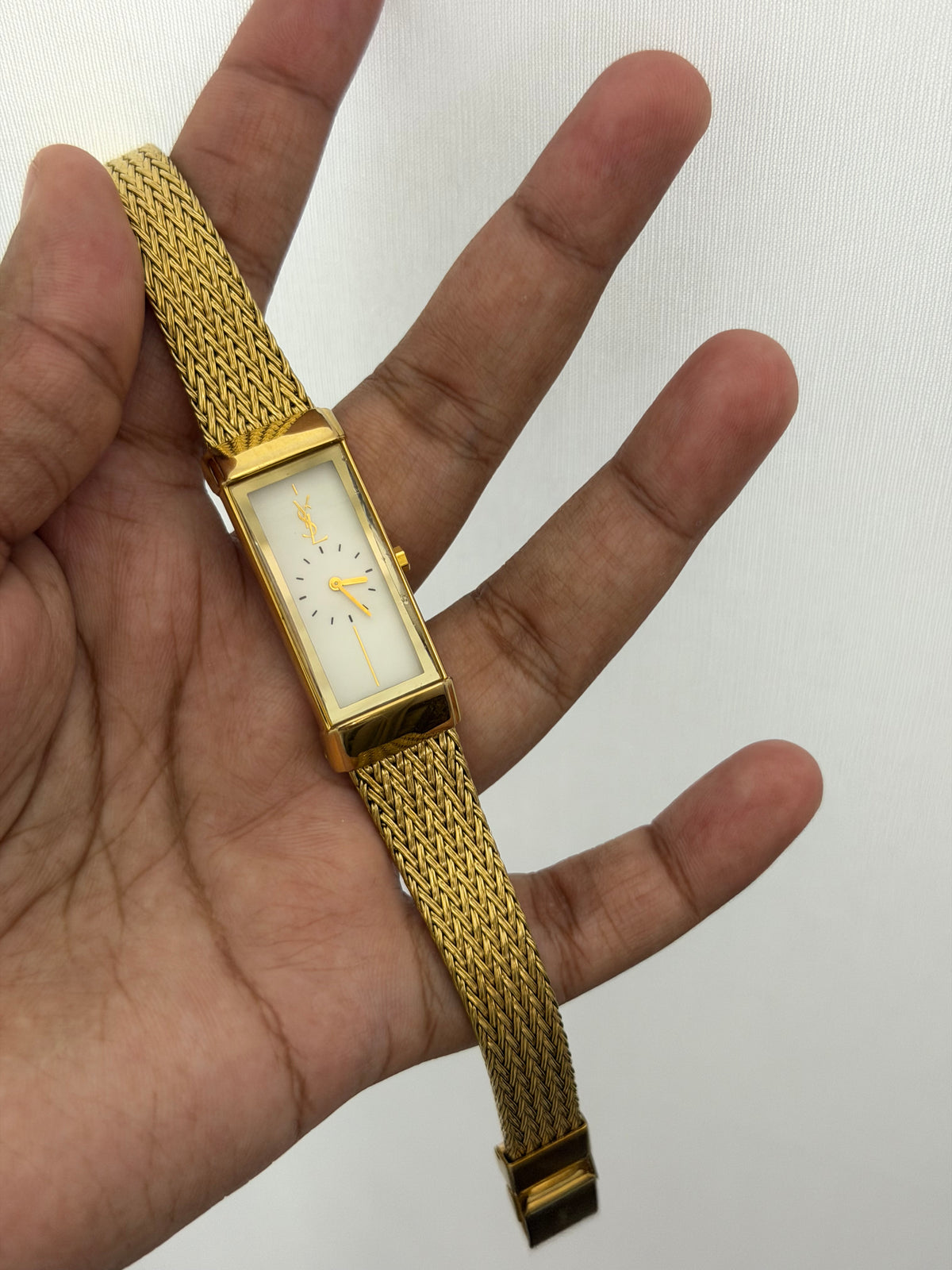 Vintage Yves Saint Laurent Rectangular Woven Mesh Ladies Quartz Watch