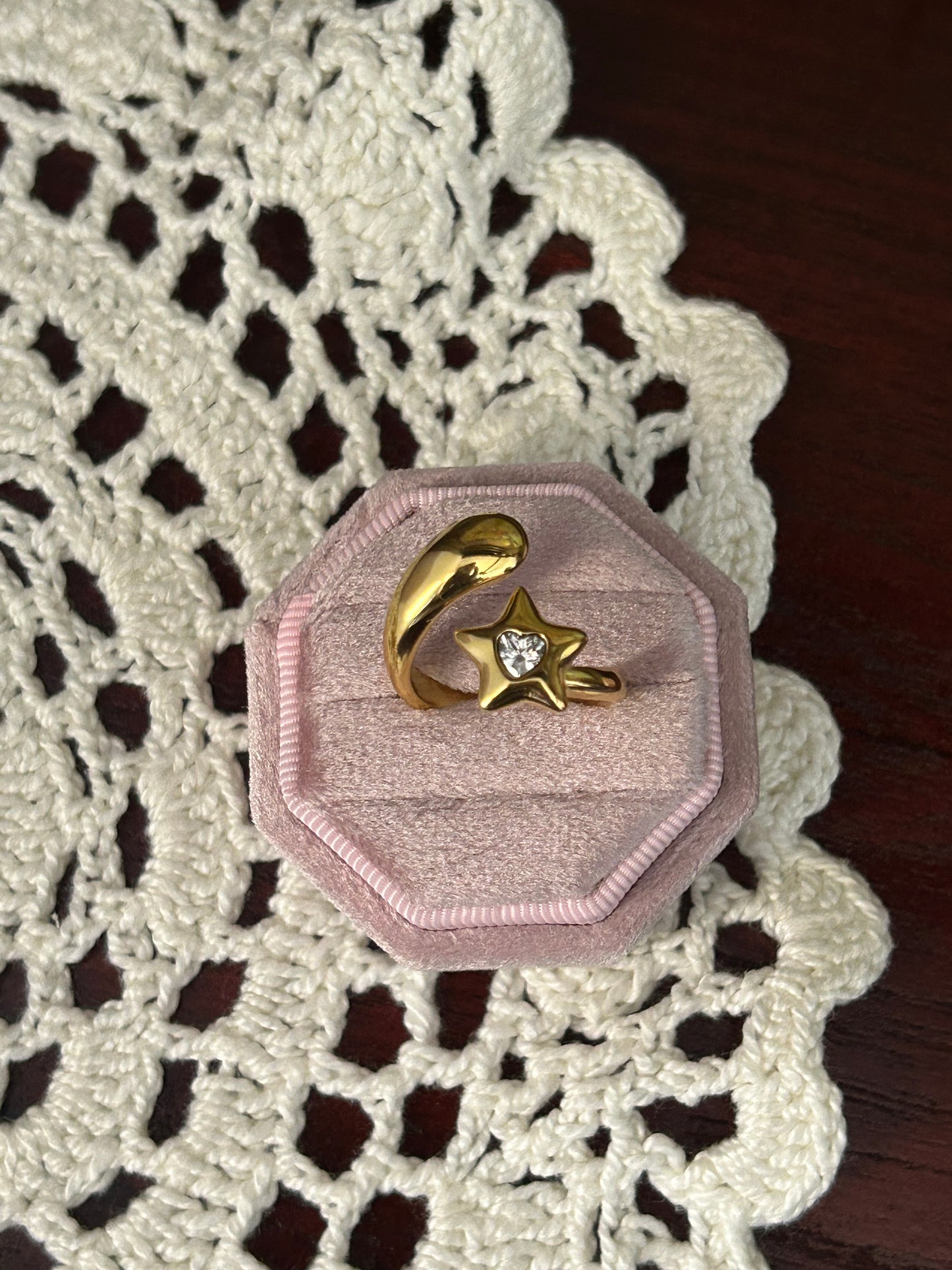 Moonwish Star Stainless Steel Zircon Ring