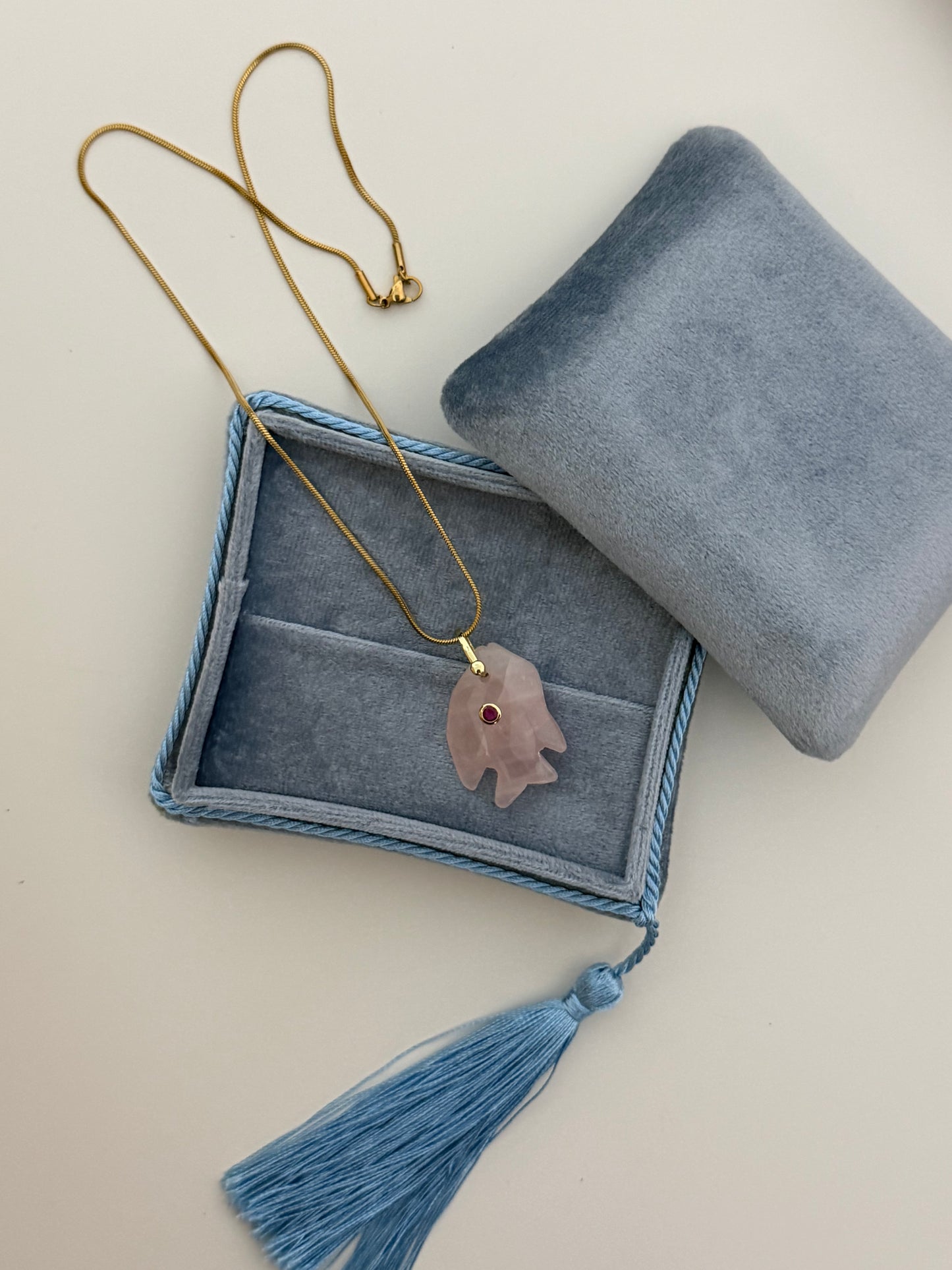 Mina Rose Quartz Necklace
