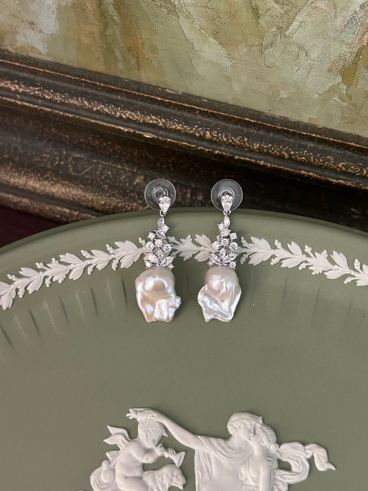 Pearl Frost Chandelier Earrings