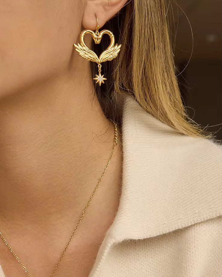 Twin Swan Earrings