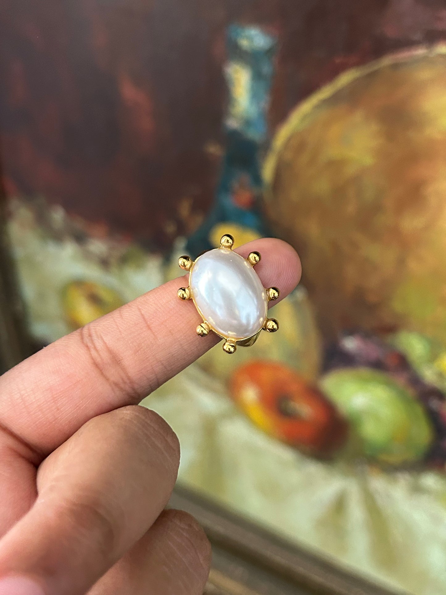 Opaline Crown Pearl Ring
