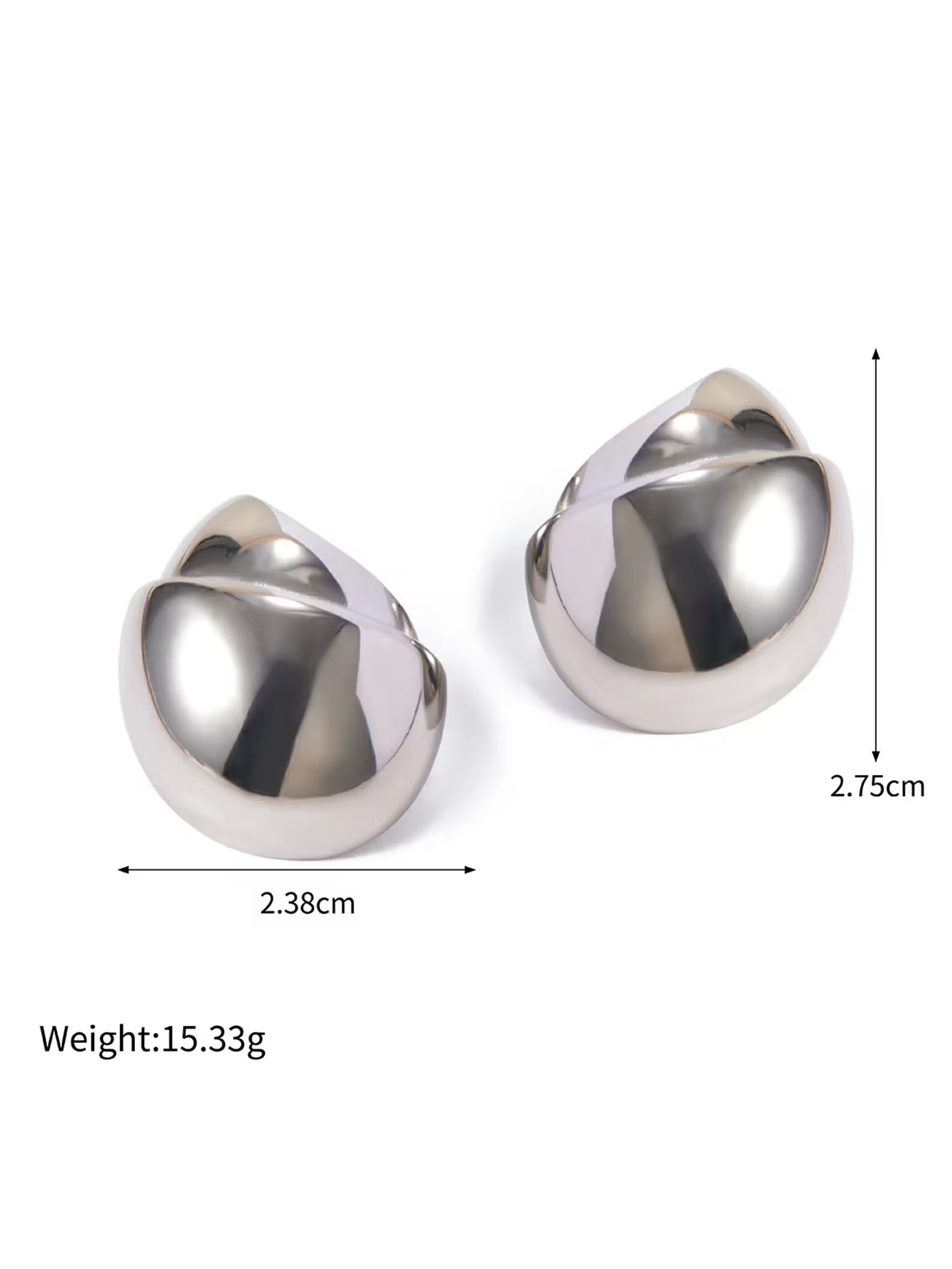 Chrome Sculptural Pebble Earrings