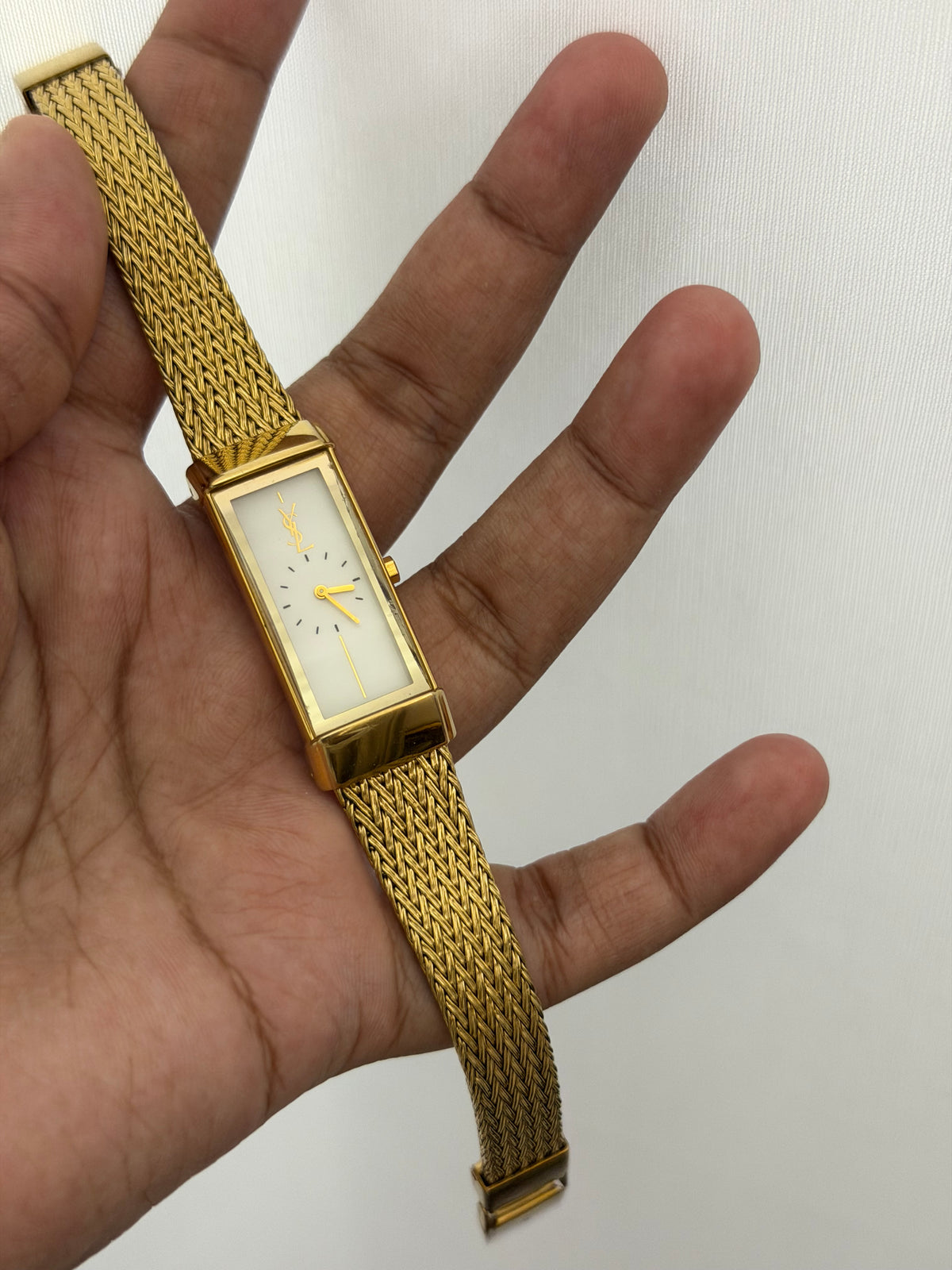 Vintage Yves Saint Laurent Rectangular Woven Mesh Ladies Quartz Watch
