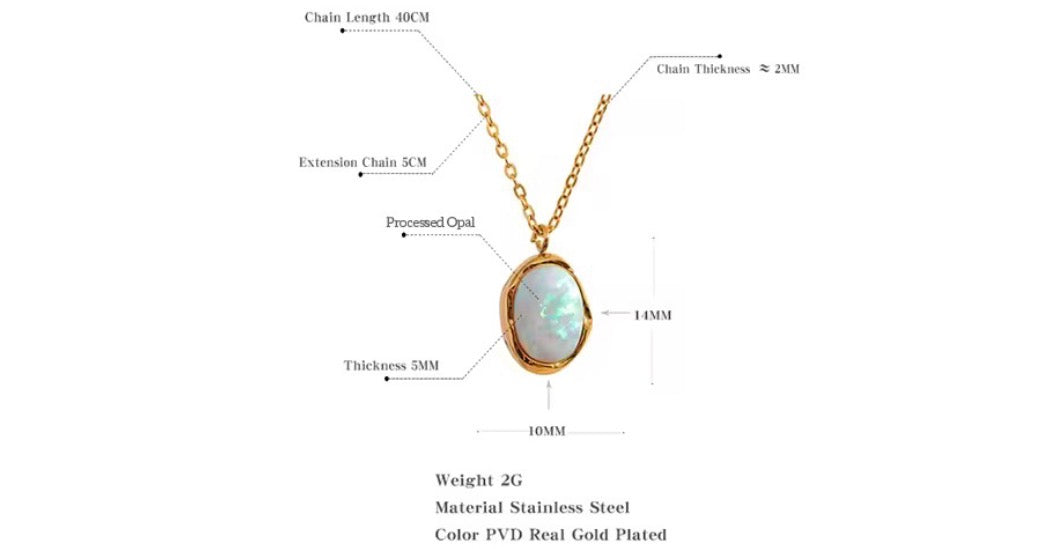 Dainty Opal Stainless Steel Necklace