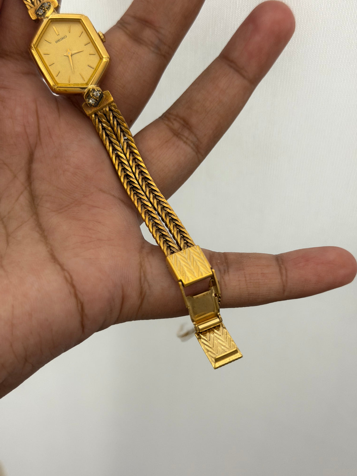 Rare Seiko Diamond Jewellery Quartz Watch with Hexagon Dial