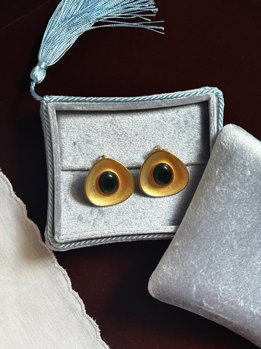 Solenne Green Stud Earrings