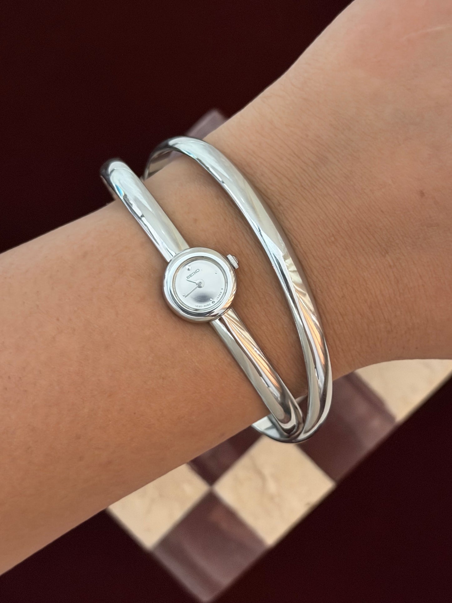 Vintage Seiko Double Bangle Silver Watch