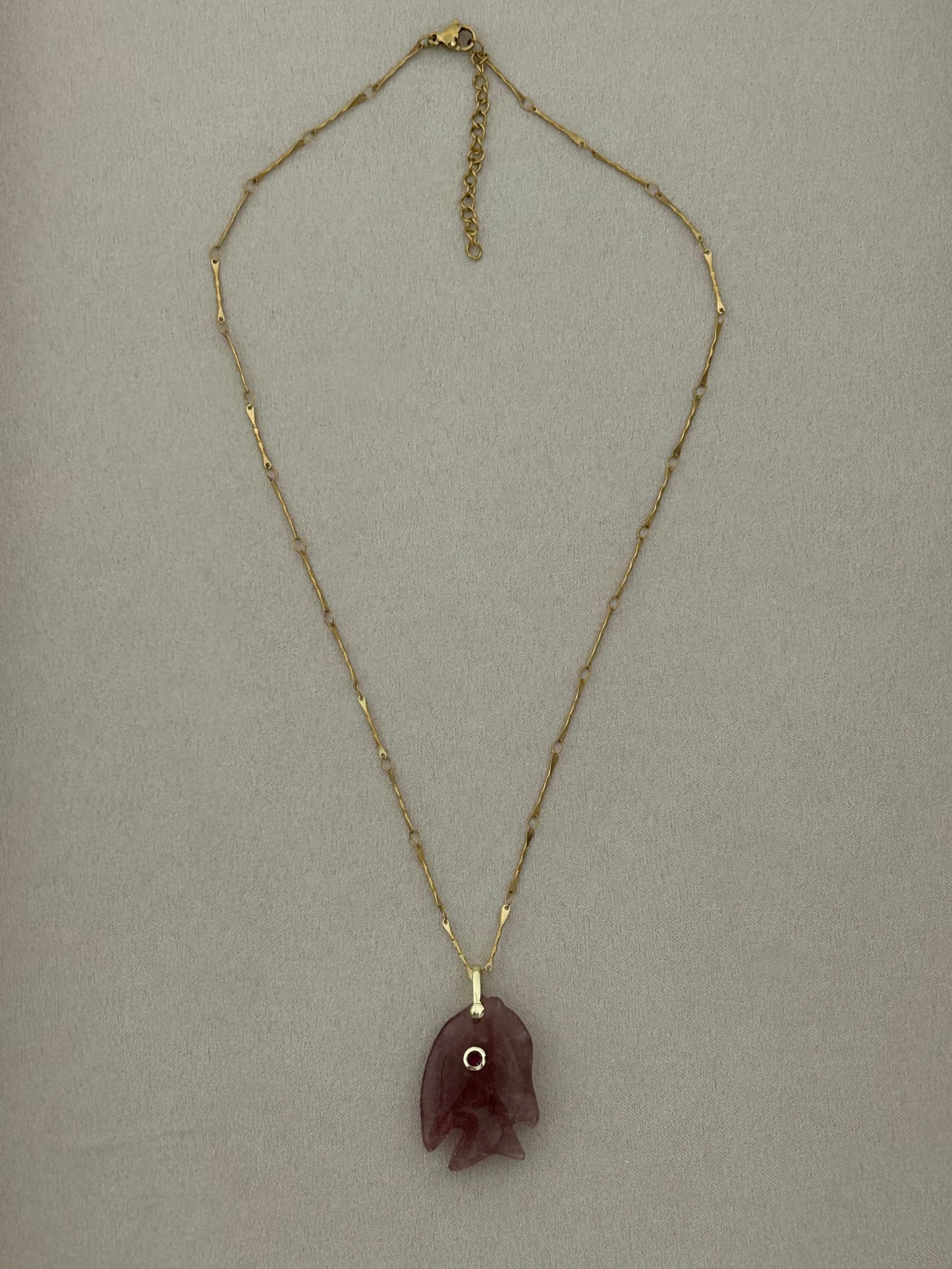 Strawberry Quartz Fish Necklace