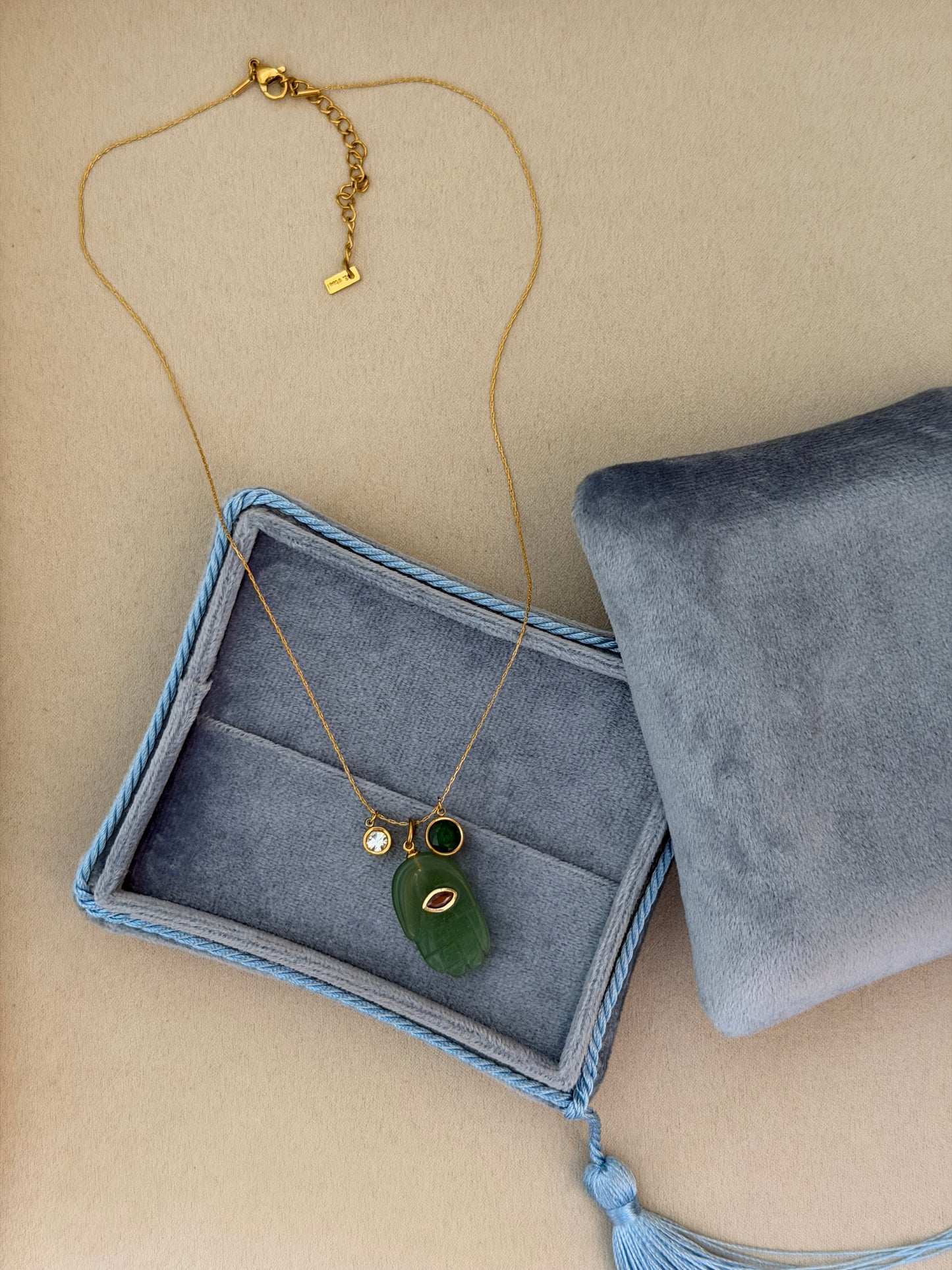 Hamsa Green Aventurine Necklace